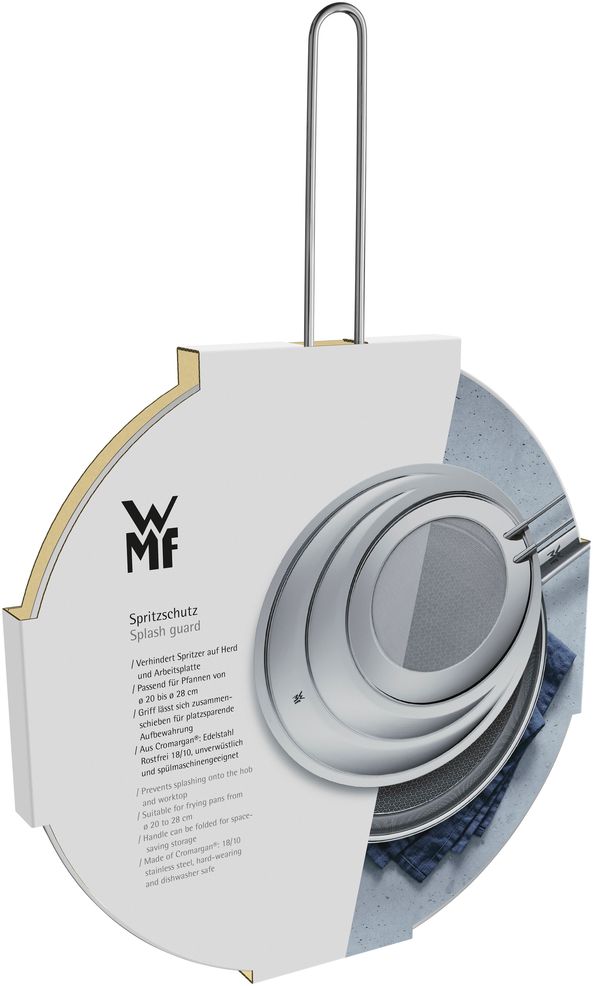 WMF Spritzschutzdeckel, (1 tlg.), passend für 20/24/28 cm Pfannen, klappbarer Griff, backofenfest
