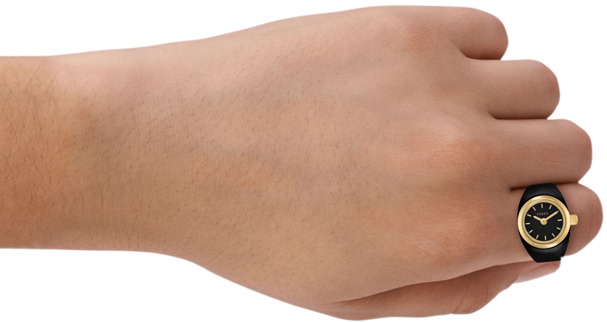 Fossil Uhrenring »WATCH RING«, Armbanduhr, Damenuhr, Edelstahlarmband, analog