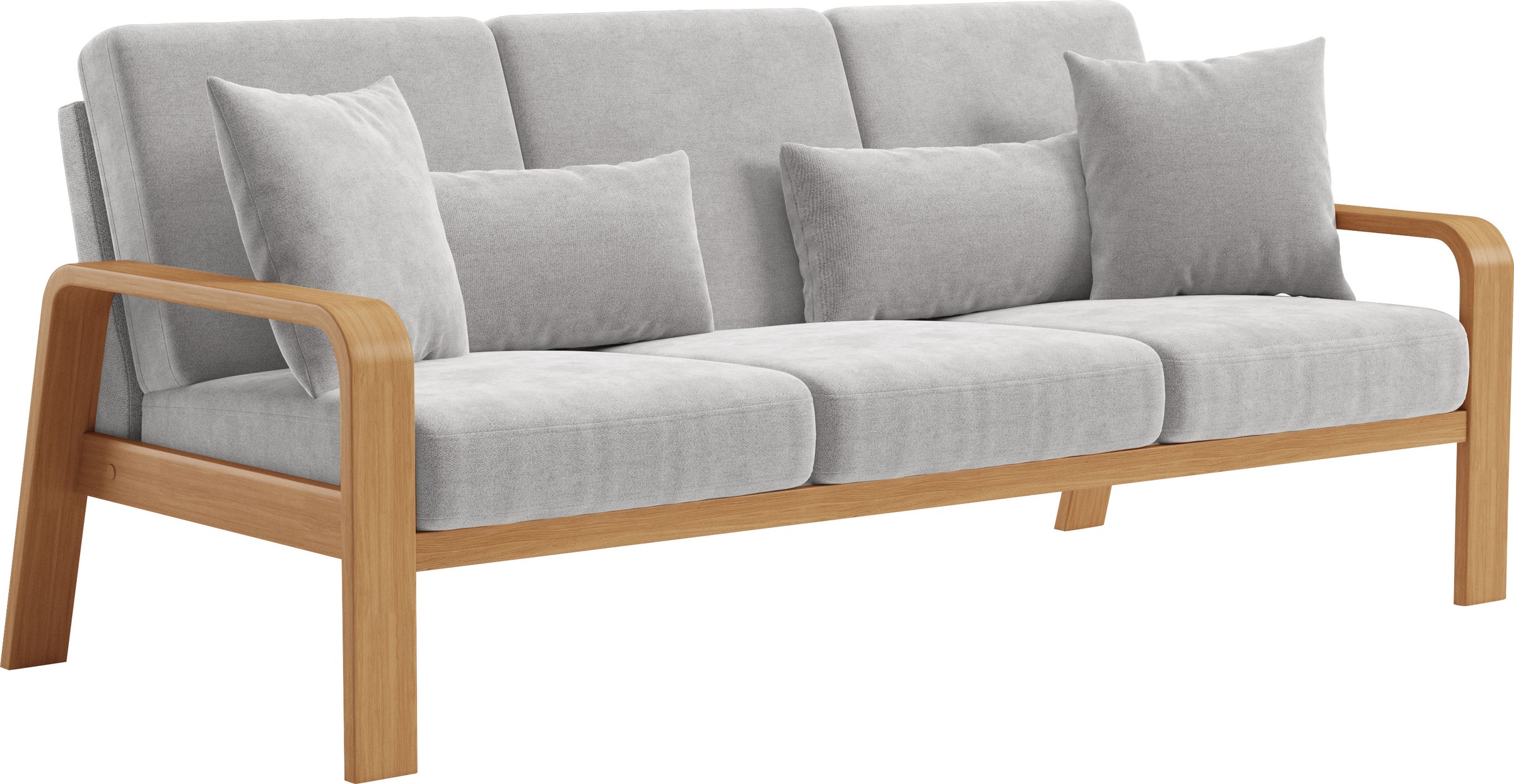 sit&more 3-Sitzer »Kolding«, Armlehnen aus eichefarbigem Buchenholz, verschiedene Bezüge und Farben