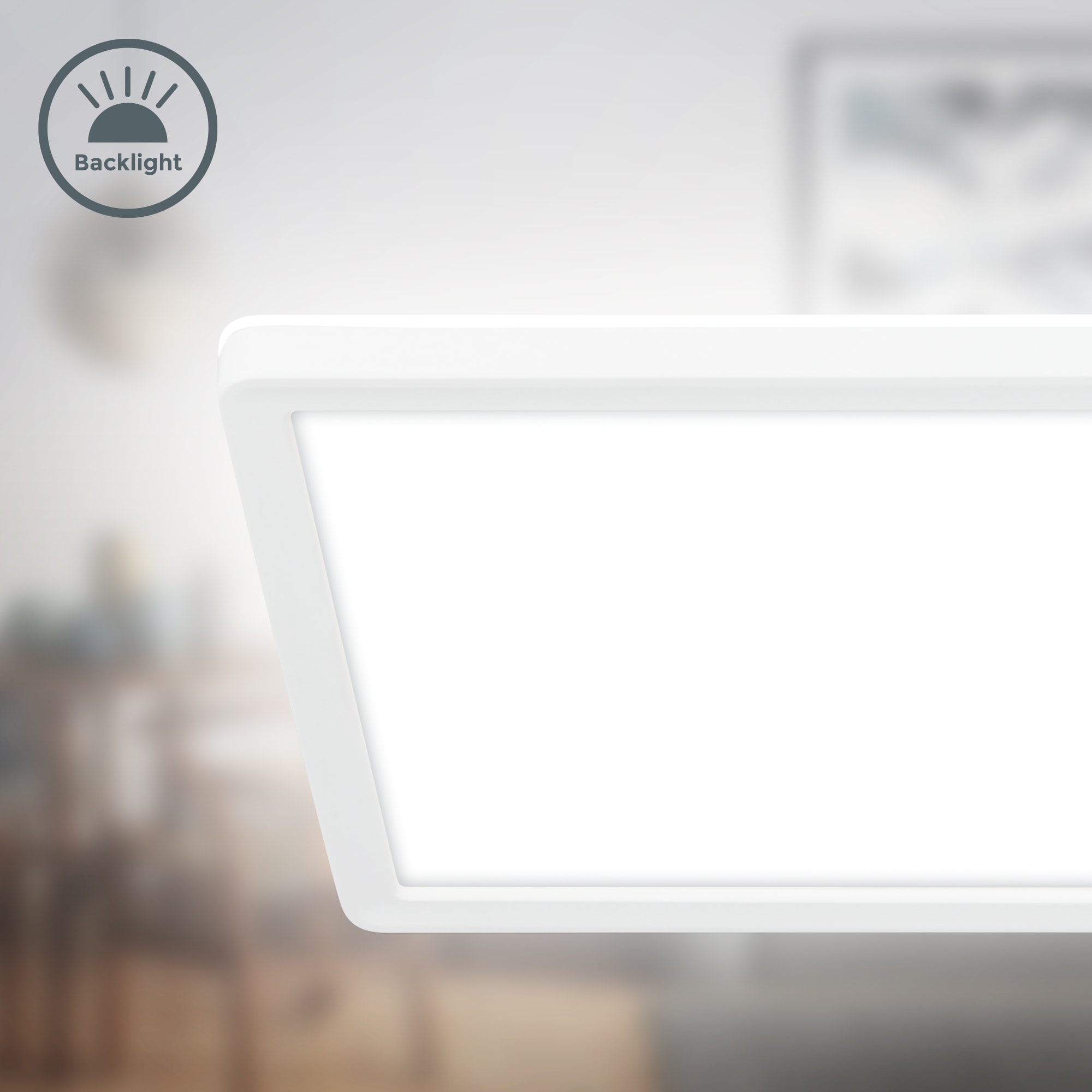 B.K.Licht LED Deckenleuchte »BKL1602 Ultraflache Deckenlampe mit Backlight, LED Panel«, 1 flammig, Leuchtmittel LED-Modul | LED fest integriert, 4.000K, 3.000 Lm, 22W, indirekte Hintergrundbeleuchtung, 58x20cm, Weiß