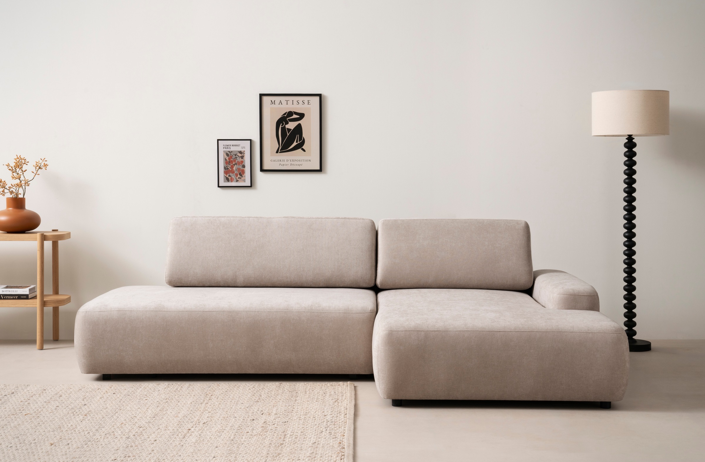 INOSIGN Ecksofa »TORGE, Schlafsofa Cord, Samtvelours u. Strukur fein, Couch in L-Form«, Schlaffunktion und Bettkasten, Liegefläche: 210x125 cm, neues Design