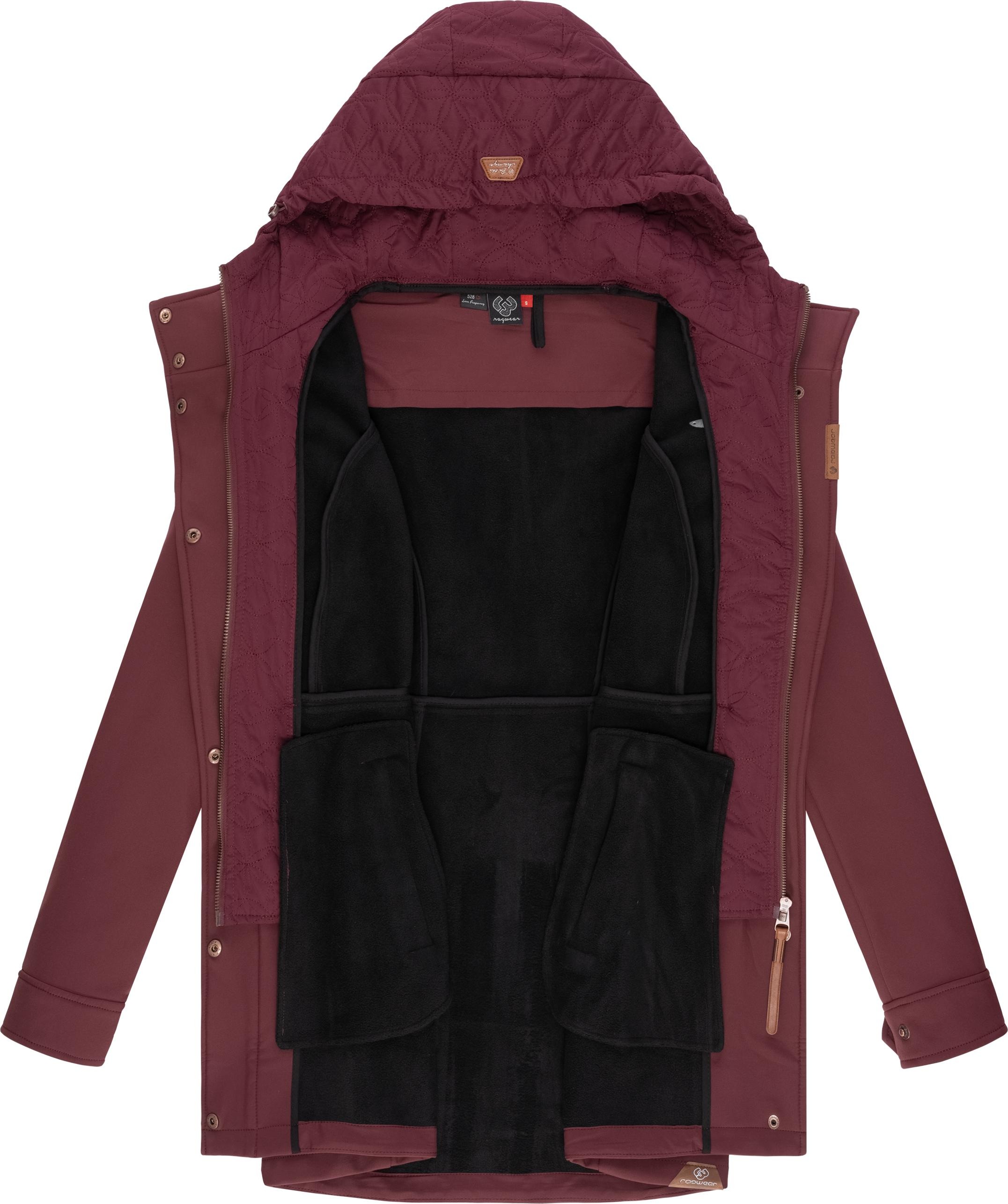 Ragwear Softshellmantel »Ybela«, sportliche, gefütterte Outdoorjacke mit Kapuze