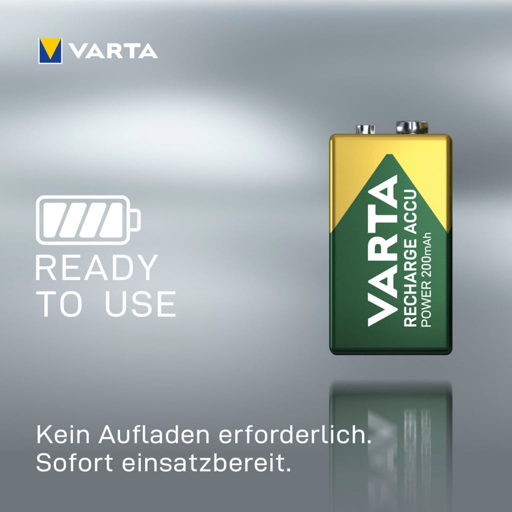 VARTA Batterie »RECHARGE ACCU Power vorgeladener 9V NiMH Akku (200mAh)«, 9 V, (1 St.)