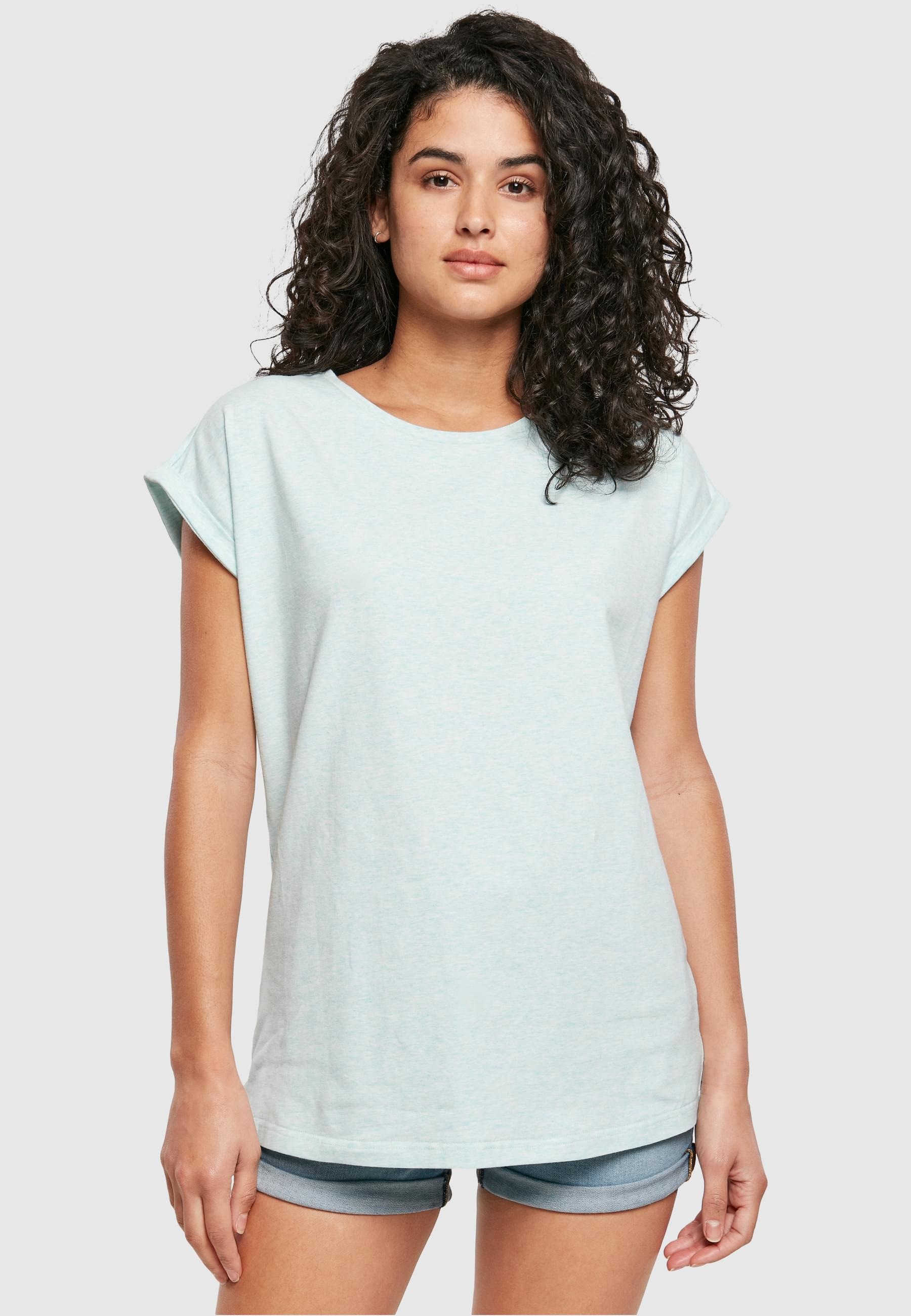 URBAN CLASSICS Kurzarmshirt »Urban Classics Damen Ladies Color Melange Extended Shoulder Tee«, (1 tlg.)