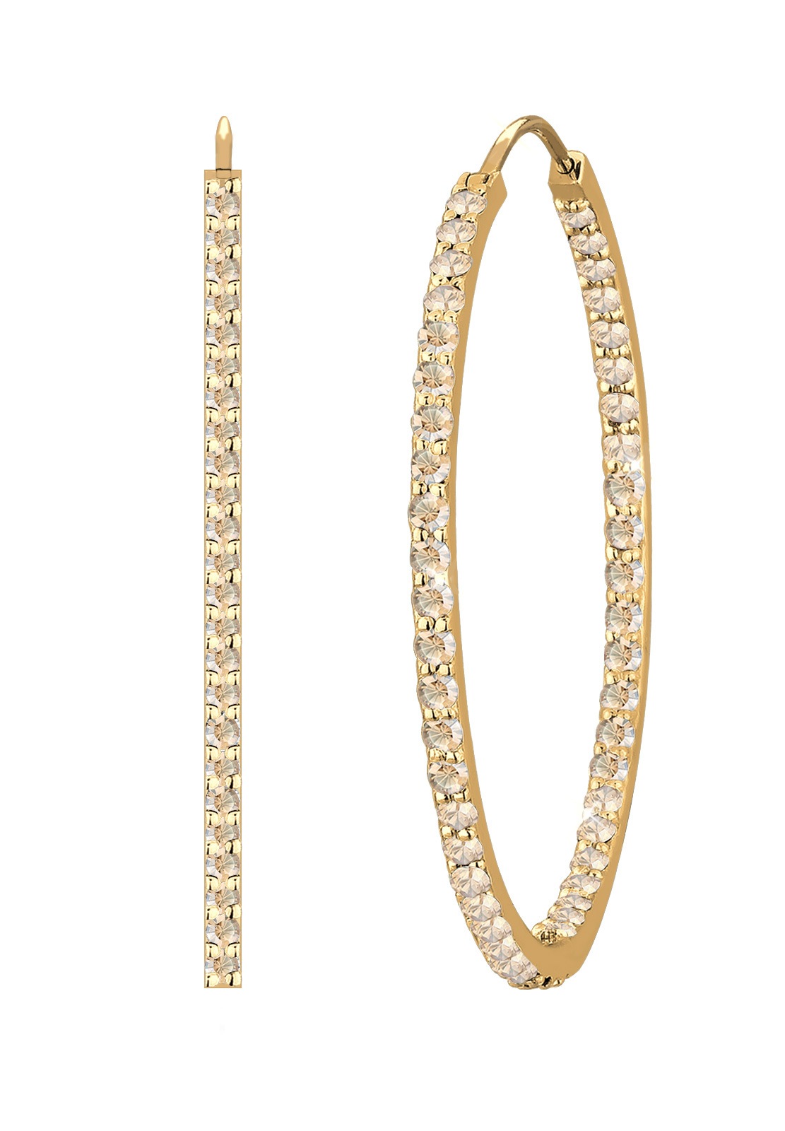 Elli Premium Paar Creolen »Creolen Weiß 925 Sterling Silber, mit Kristallen von Swarovski®«