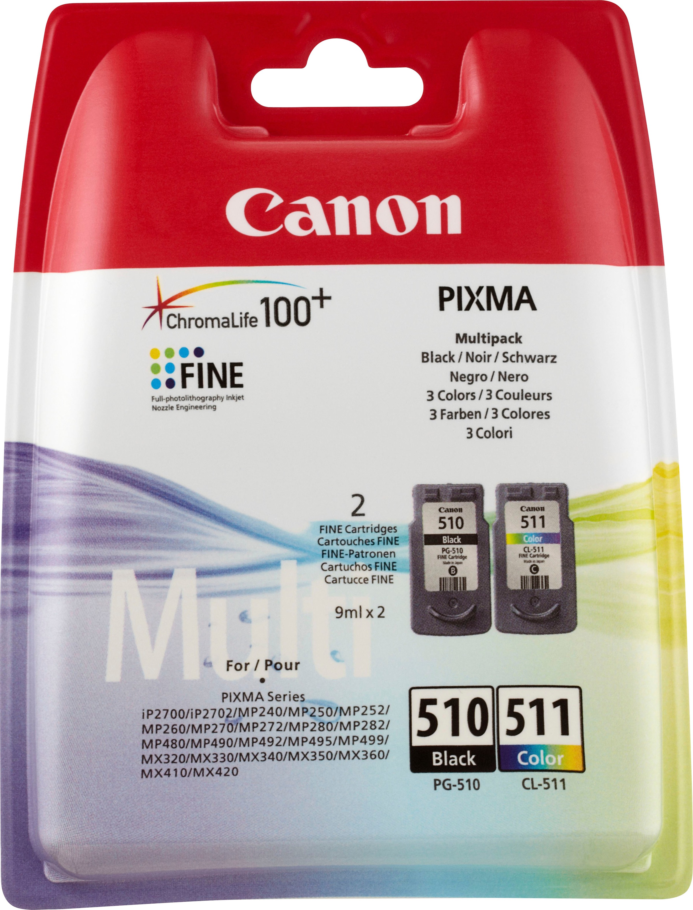 Canon Tintenpatrone »PG-510«, (Spar-Set), cyan/magenta/yellow 511 Druckerpatrone schwarz | BAUR original 510