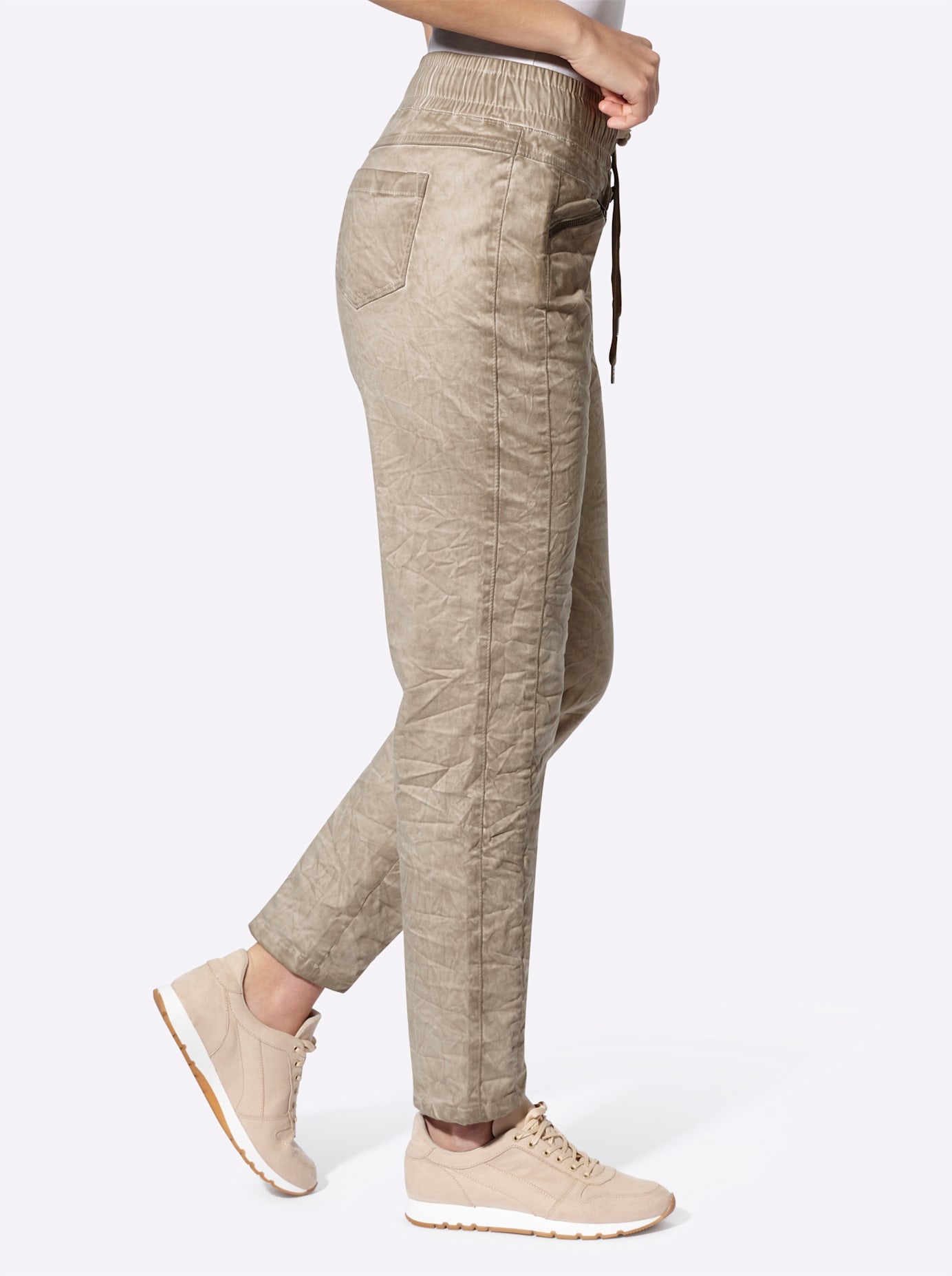 Webhose HEINE, Damen, Gr. 42, Normalgrößen, beige, 98% Baumwolle, 2% Elasthan, gemustert, unifarben, Hosen 2