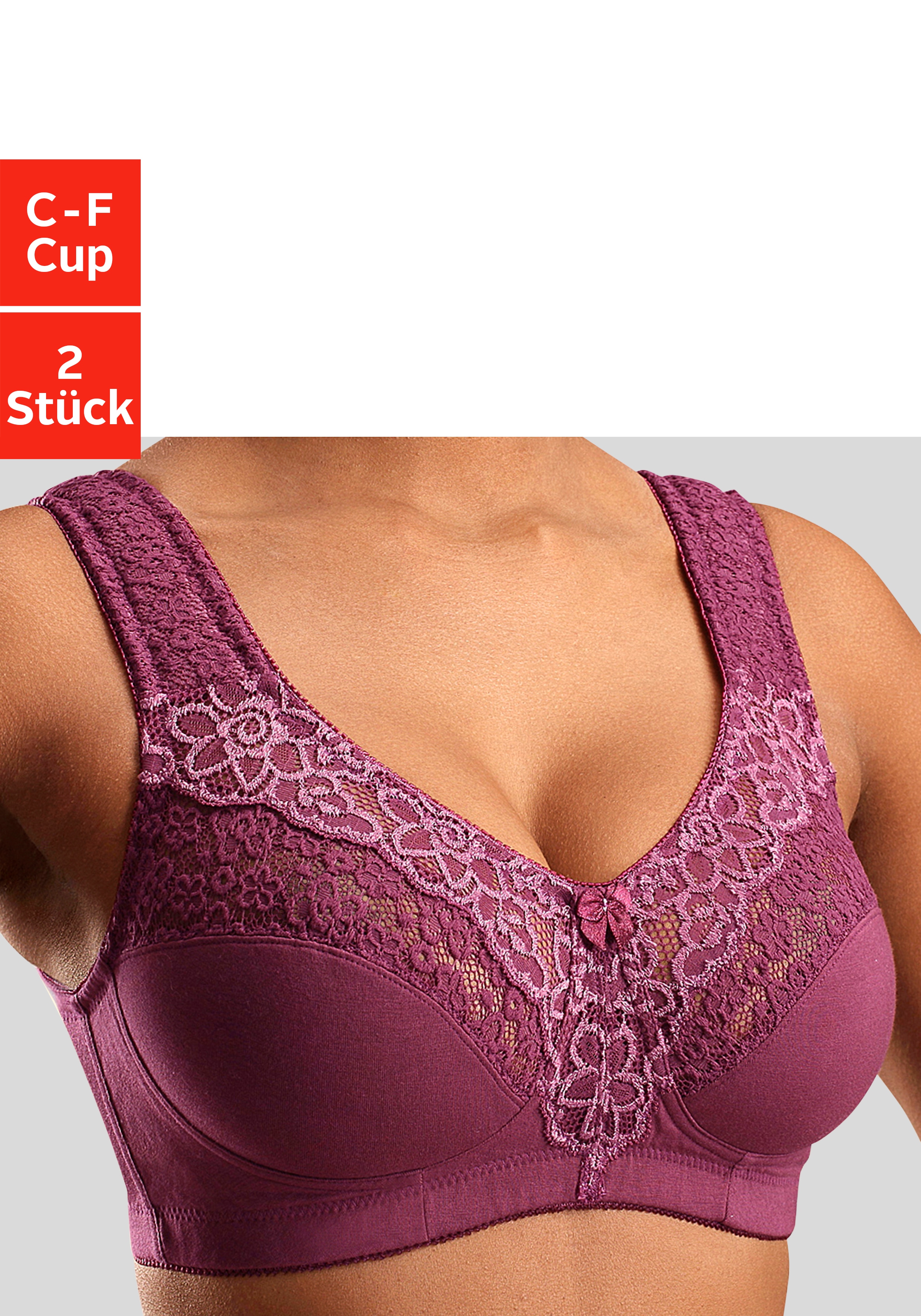 petite fleur by Lascana Entlastungs-BH Packung, ohne Bügel, Baumwollqualität, Packung – ideal für große Größen