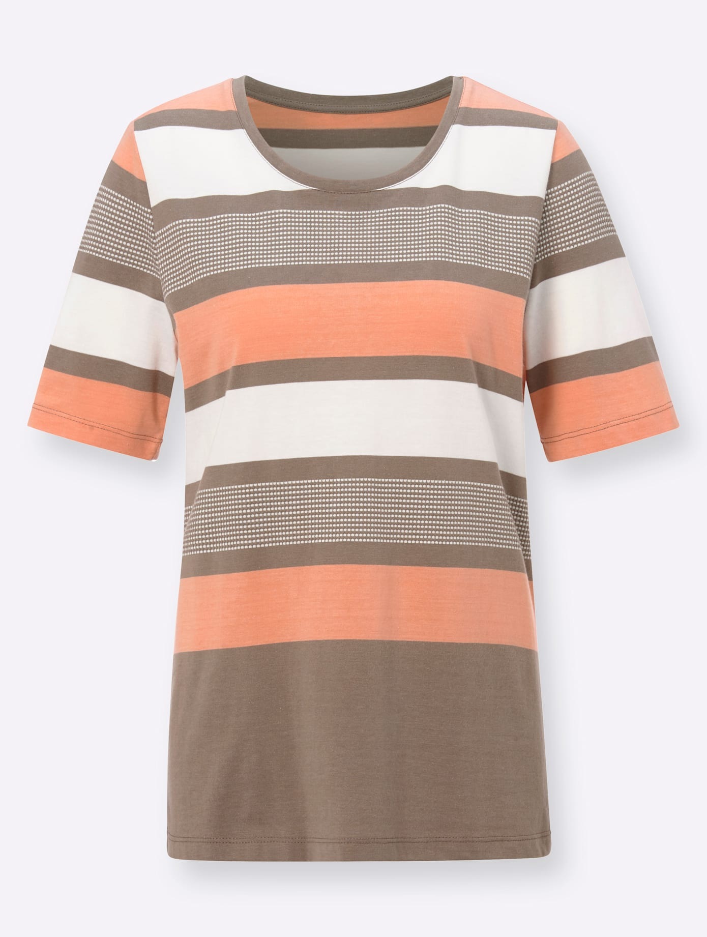Classic Basics Women's Crew Neck T-Shirt Orange Striped Size 46 2