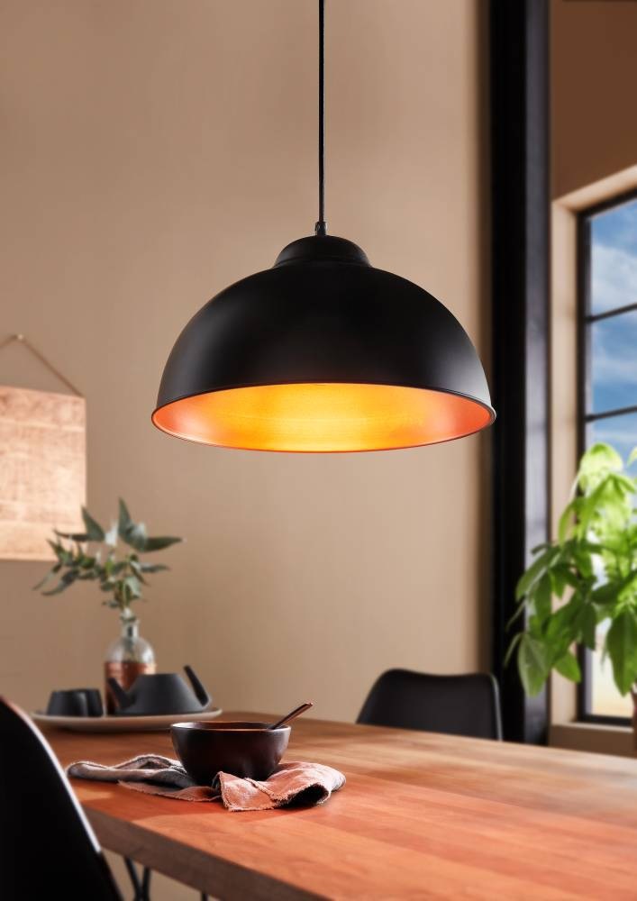 EGLO Hängeleuchte »TRURO 2 Hängelampe, Esstischlampe, Stahl, schwarz, kupfer, E27«, 1 flammig, Leuchtmittel E27 | ohne Leuchtmittel, Wohnzimmerlampe, 1 flammig, Vintage, Industrial, Retro, 110x37cm