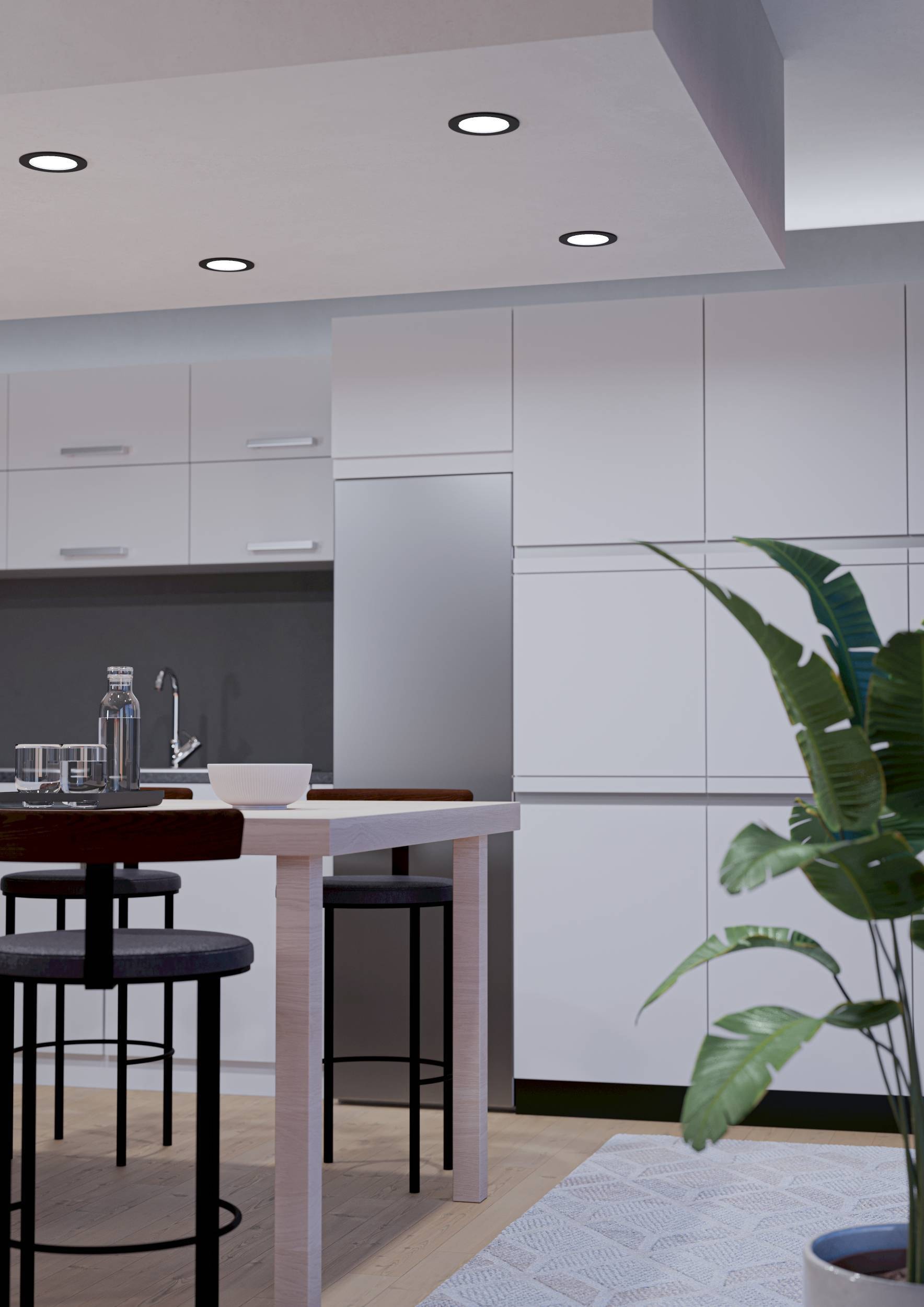 EGLO Einbauleuchte »Fueva 6-Z Deckenlampe, ZigBee, App und Sprachsteuerung, Badlampe, IP44« LED-Modul 1 Stk. Kaltweiß | RGB Einbauleuchte - Ø12 x ET40 cm - schwarz - 5W inkl.