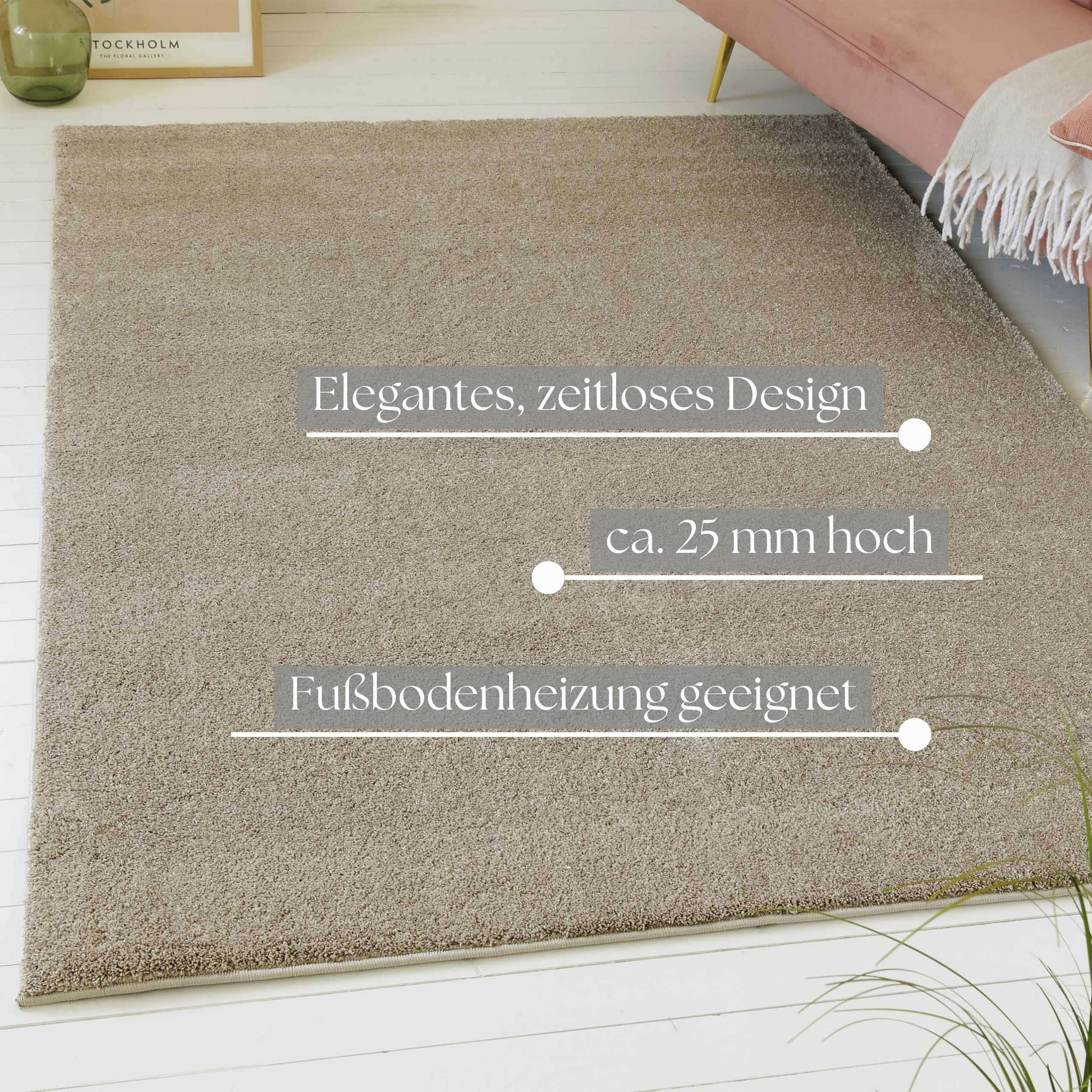 Thumbnail - my home Hochflor-Teppich "Yvaine, auch als Läufer erhältlich", rechteckig, 25 mm Höhe, Langflor, Shaggy, dichter weicher...