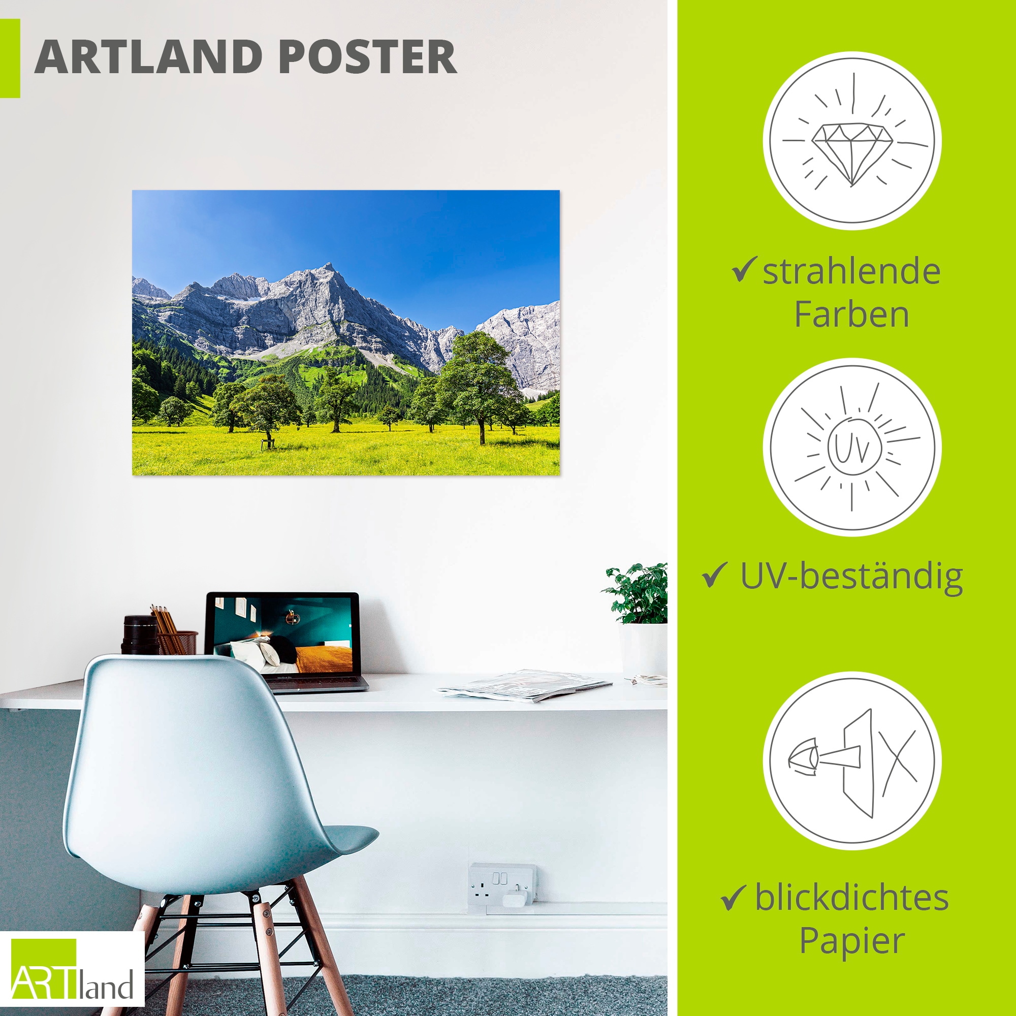 Artland Wandbild »Große Ahornboden im Rißtal in Österreich« 1 Stk. tlg. als Alubild, Leinwandbild, Poster, Wandaufkleber in verschied. Größen