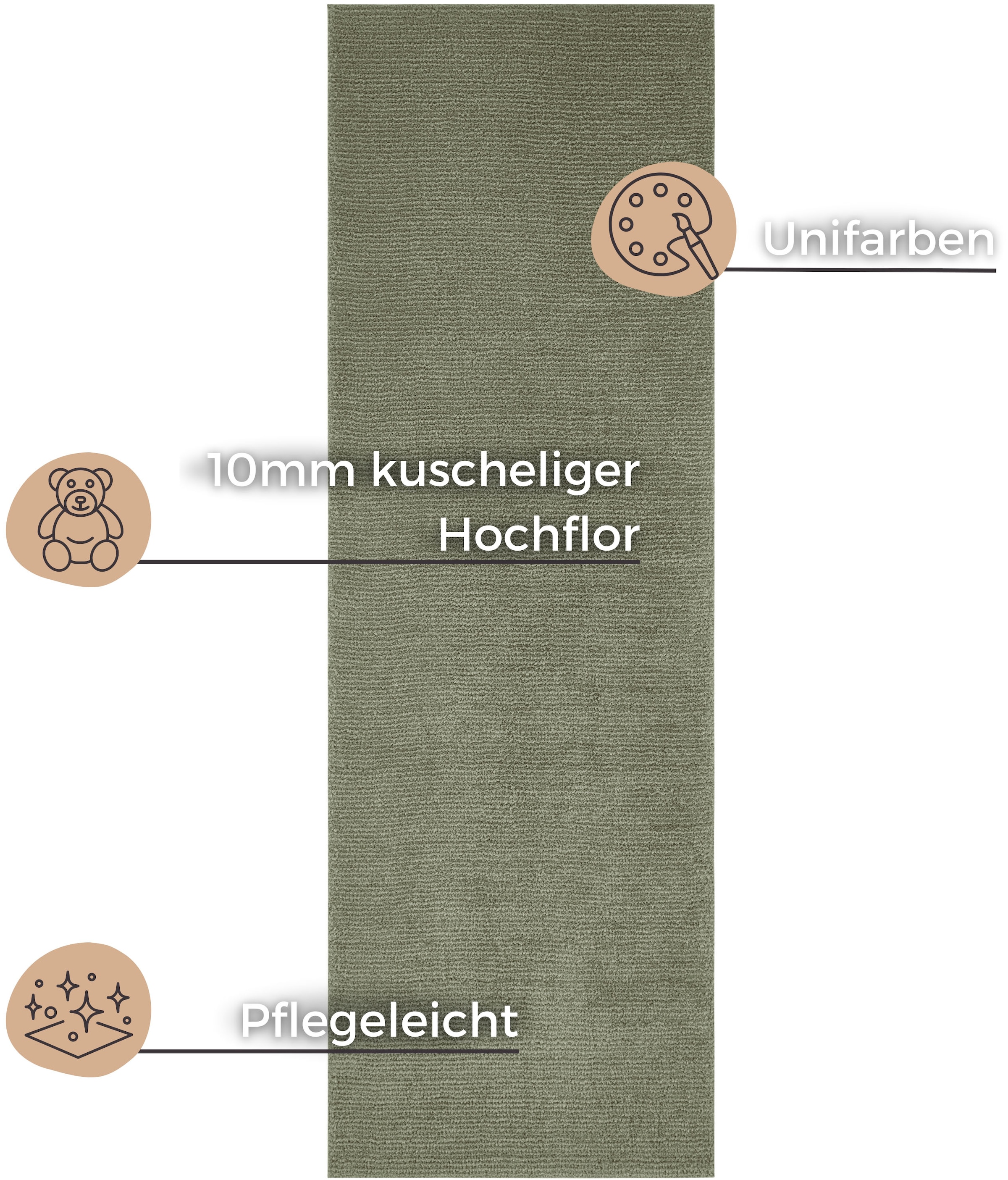 HANSE Home Teppich »Supersoft«, rechteckig, 10 mm Höhe, Kurzflor, Läufer Modern, Einfarbig, Wohnzimmer, Schlafzimmer