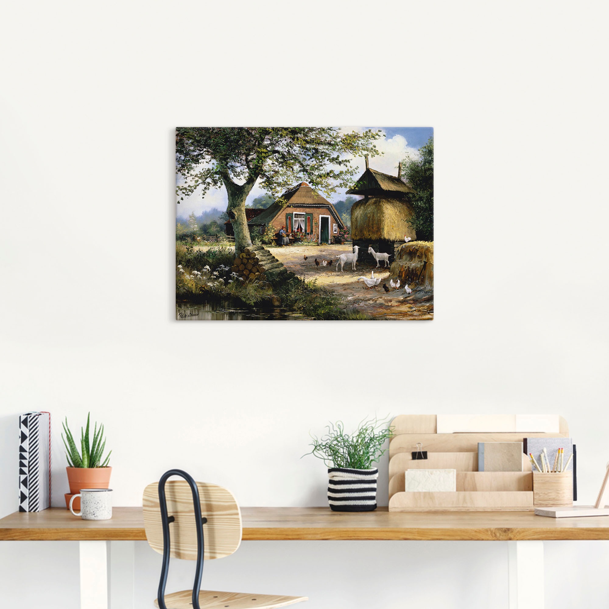 Artland Wandbild "Idyllische Farm mit Hühnern und Ziegen" Garten 1 Stk. tlg günstig online kaufen