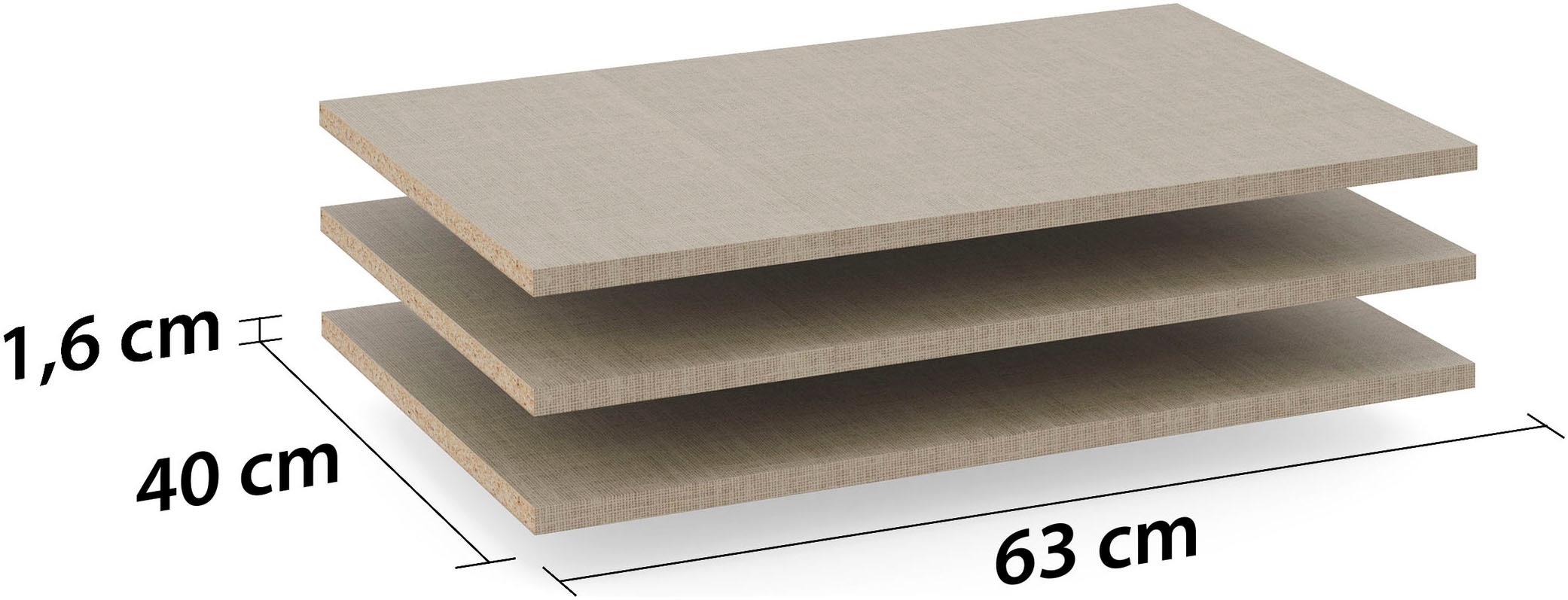 OTTO home Einlegeboden "Zubehör für Schwebetürenschrank PAULLY" 3er-Set Breite 63 cm für Schwebetürenschränke der Serie "PAULLY"