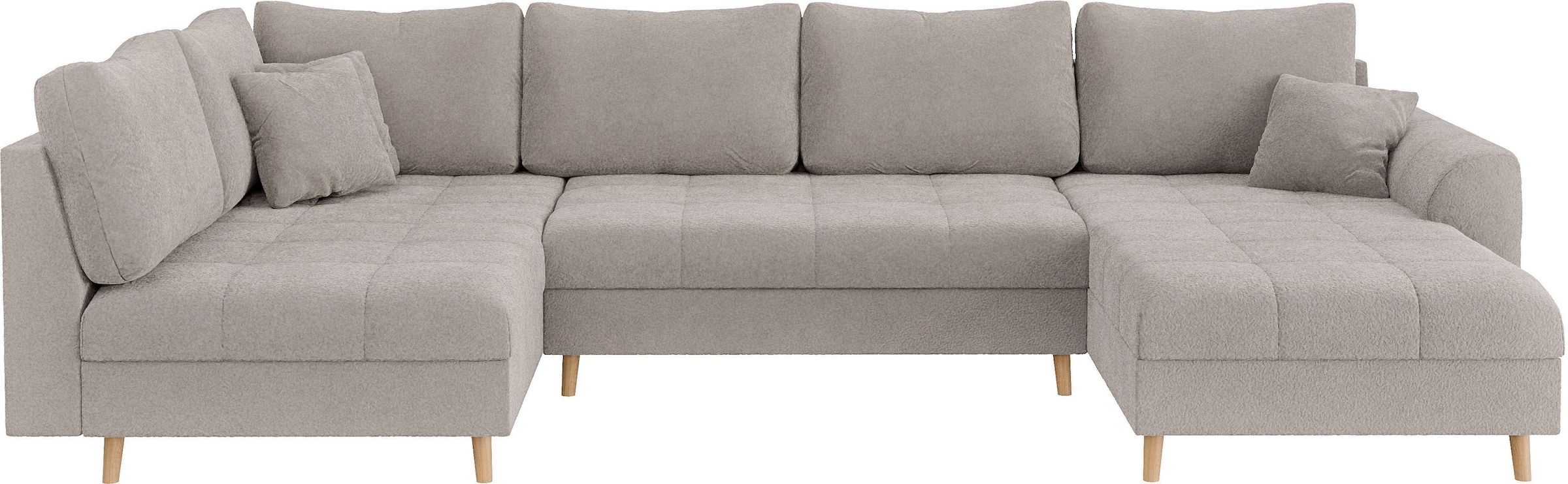 Home affaire Wohnlandschaft »CHARRE U-Form mit Ottomane, Maße B/T/H: 310/161/81 cm«, feine Steppung, lose Rücken- und Zierkissen, auch in Cord und Bouclé