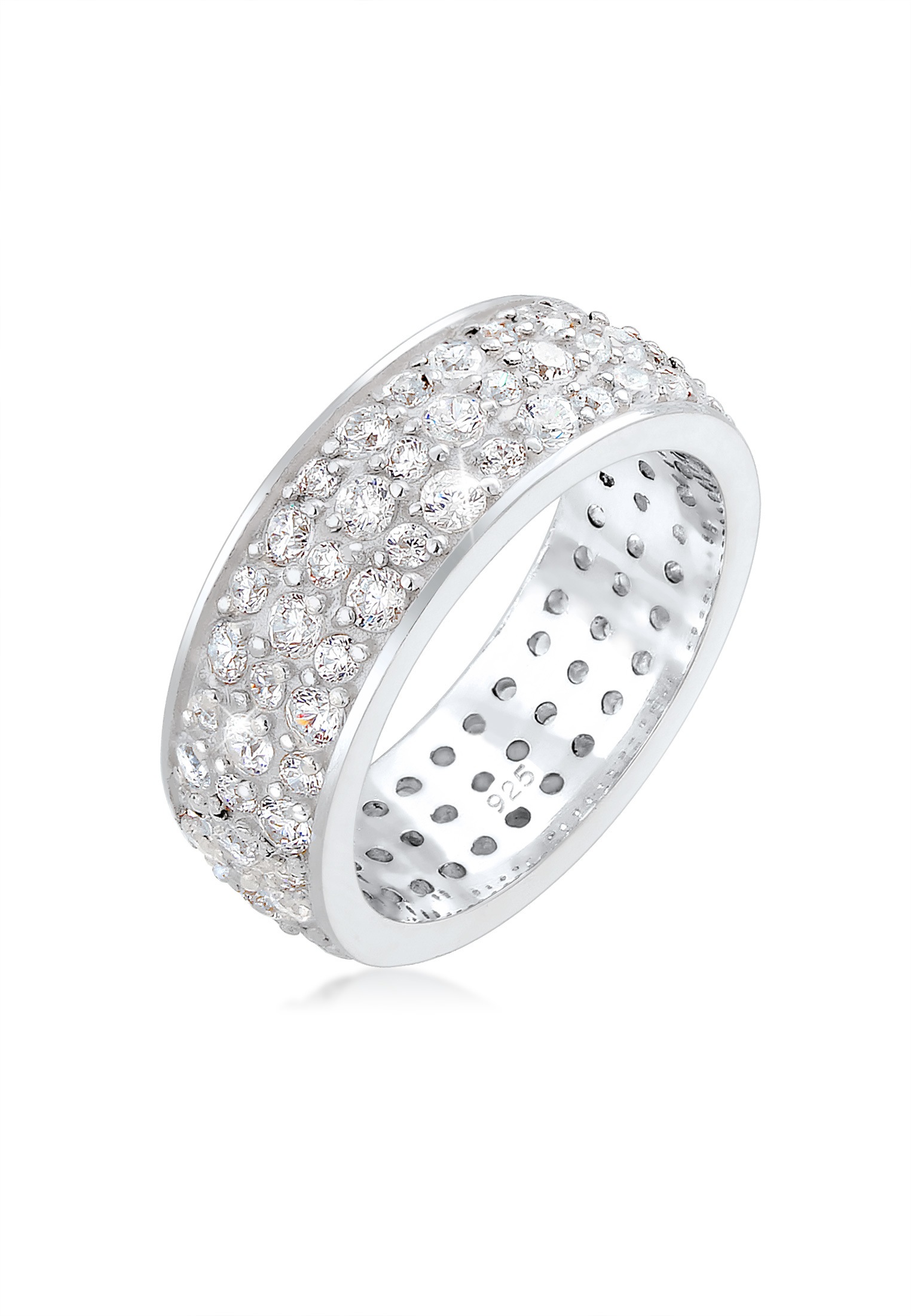 Elli Premium Fingerring »Bandring Microsetting Zirkonia Kristall 925 Silber«