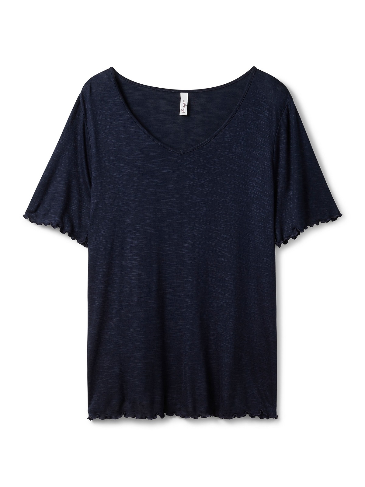 Sheego T-Shirt »Große Größen«, mit weitem V-Ausschnitt und Rollkanten