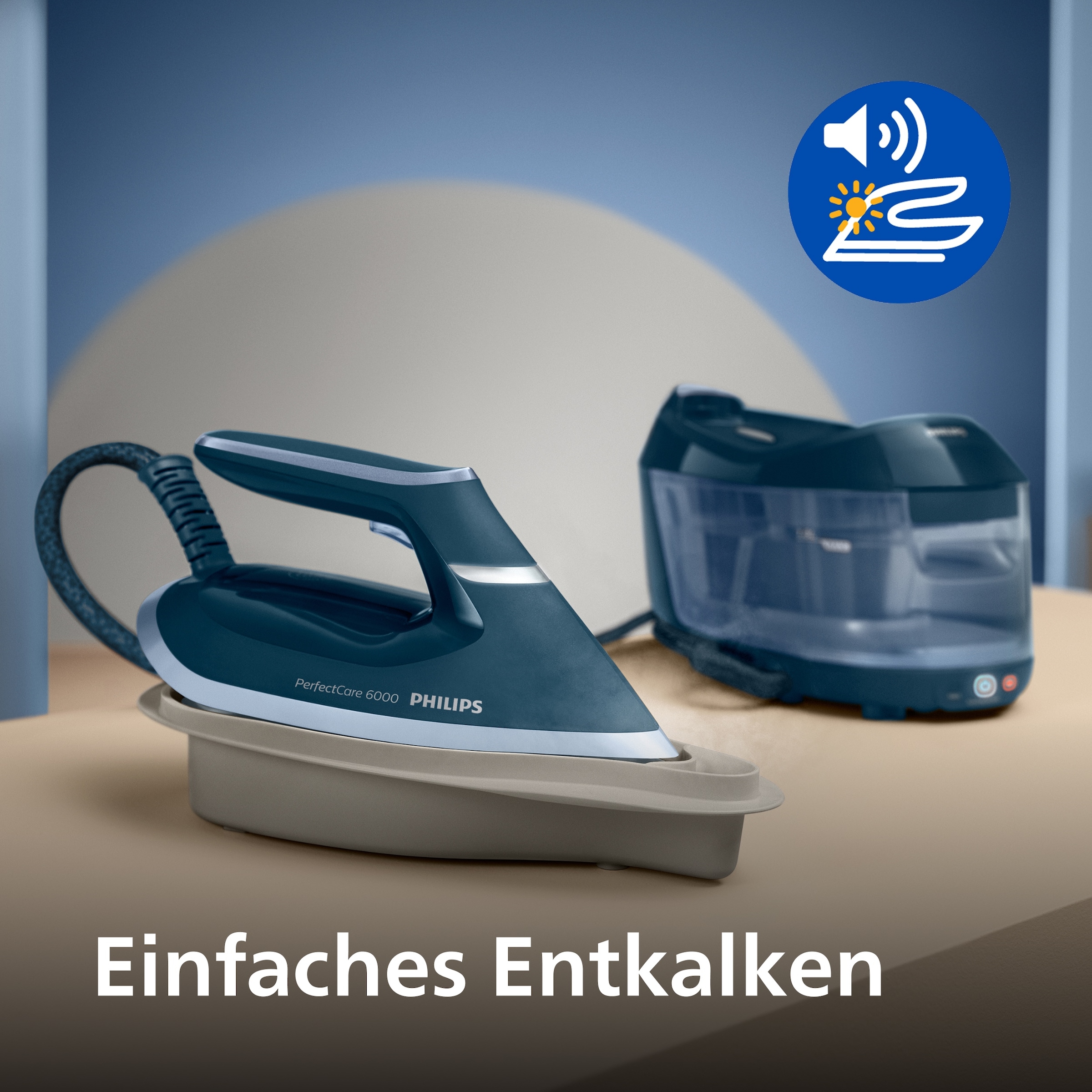 Philips Dampfbügelstation »PerfectCare 6000 Series PSG6023/20, Dunkelblau« 1.800 ml Wassertank 2.400 Watt, OptimalTemp & SteamGlide Plus Bügelsohle, 500gr Dampfstoß