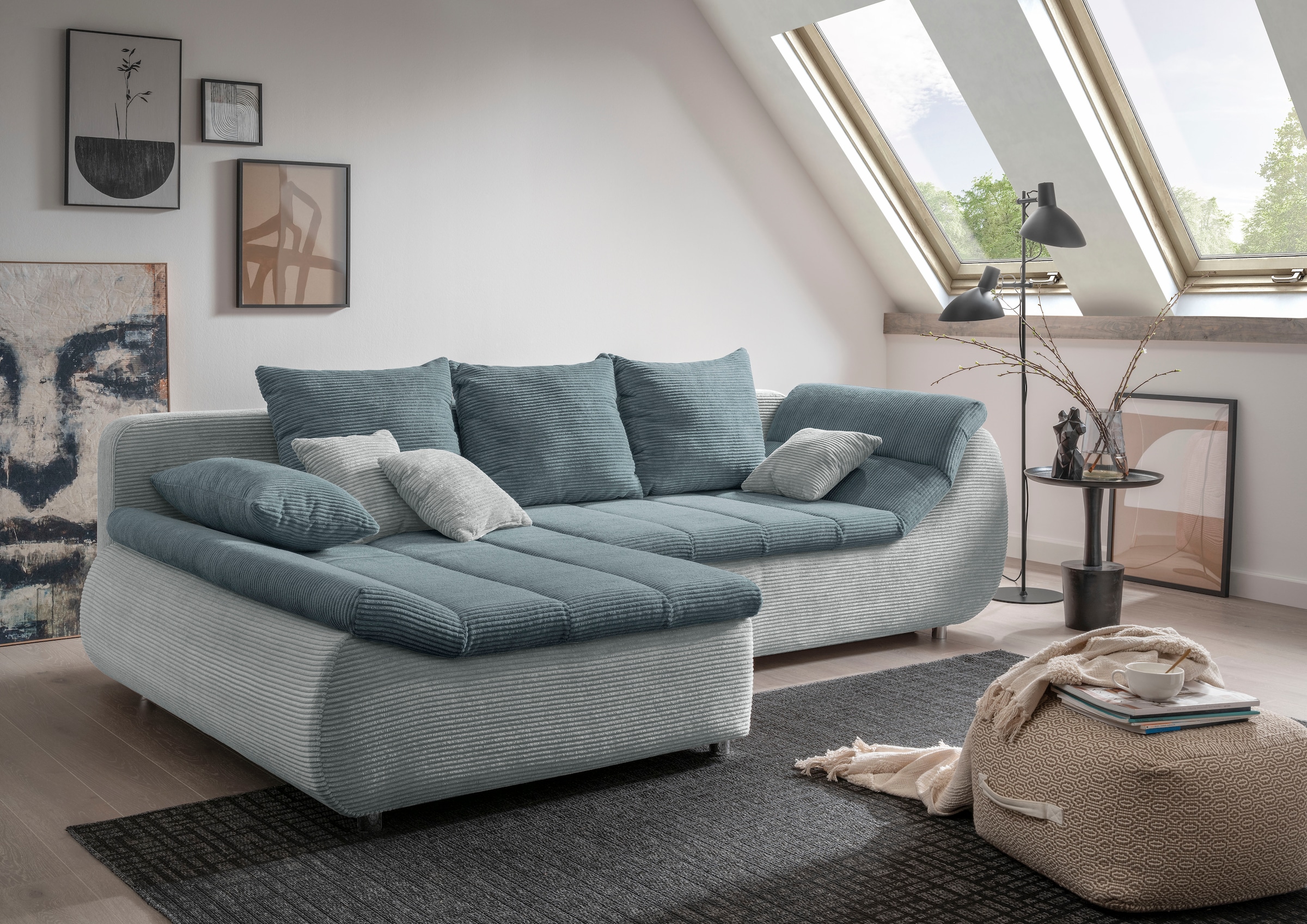 INOSIGN Ecksofa "Imola elegant und bequem, aktuelle Steppung im Sitz, L-For günstig online kaufen