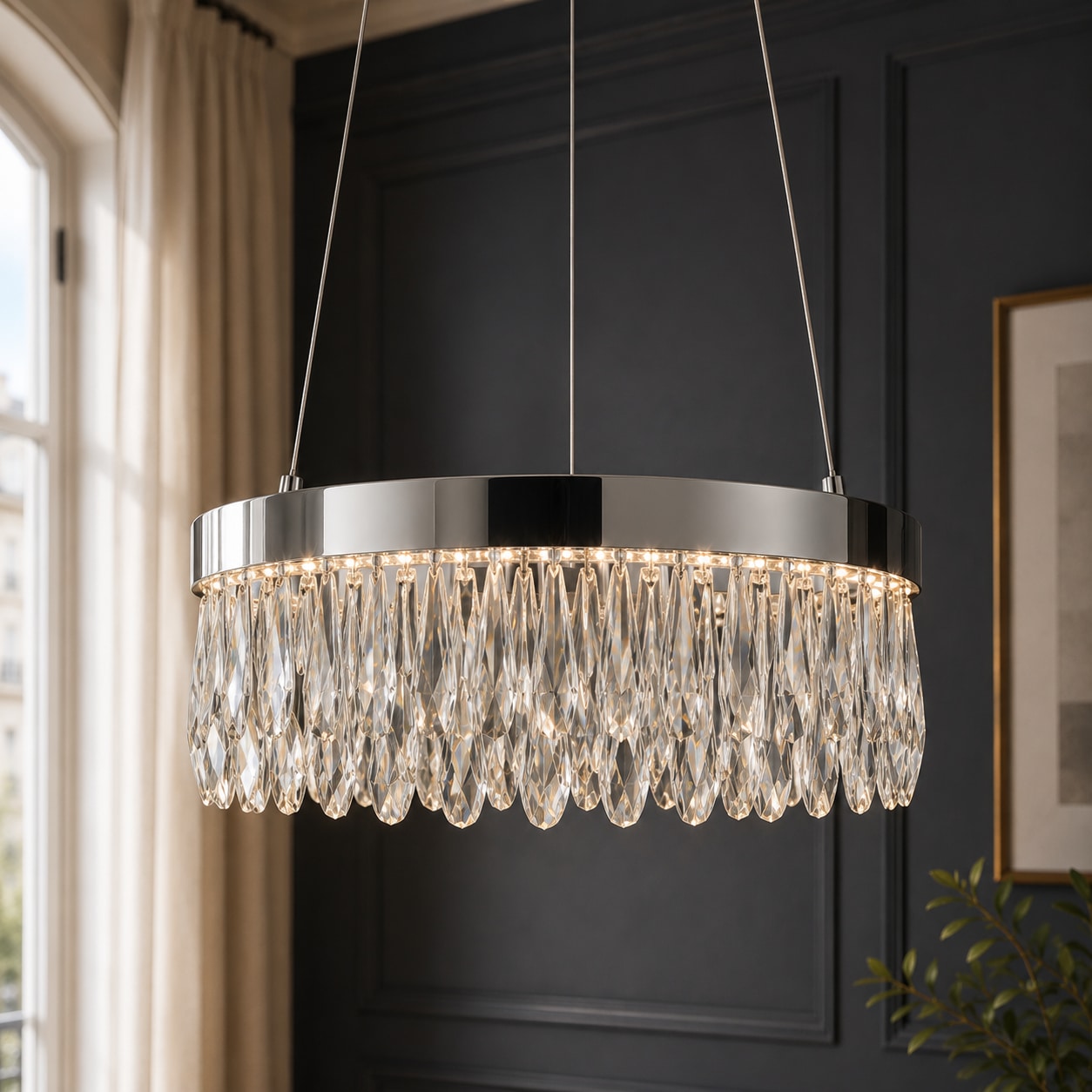 lumiCouture LED Pendelleuchte »Celestia« LED-Modul 1 Stk. Warmweiß H. 150 cm, 2700 K, K9-Kristalle, dimmbar
