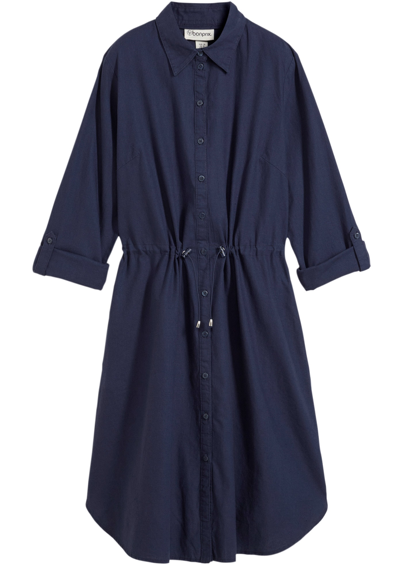bonprix Midikleid »Hemdblusenkleid aus Leinen-Baumwoll-Mix« 1 tlg. für lässigen Look, aus Leinen-Baumwoll-Mix, in A-Linie, mit Taschen