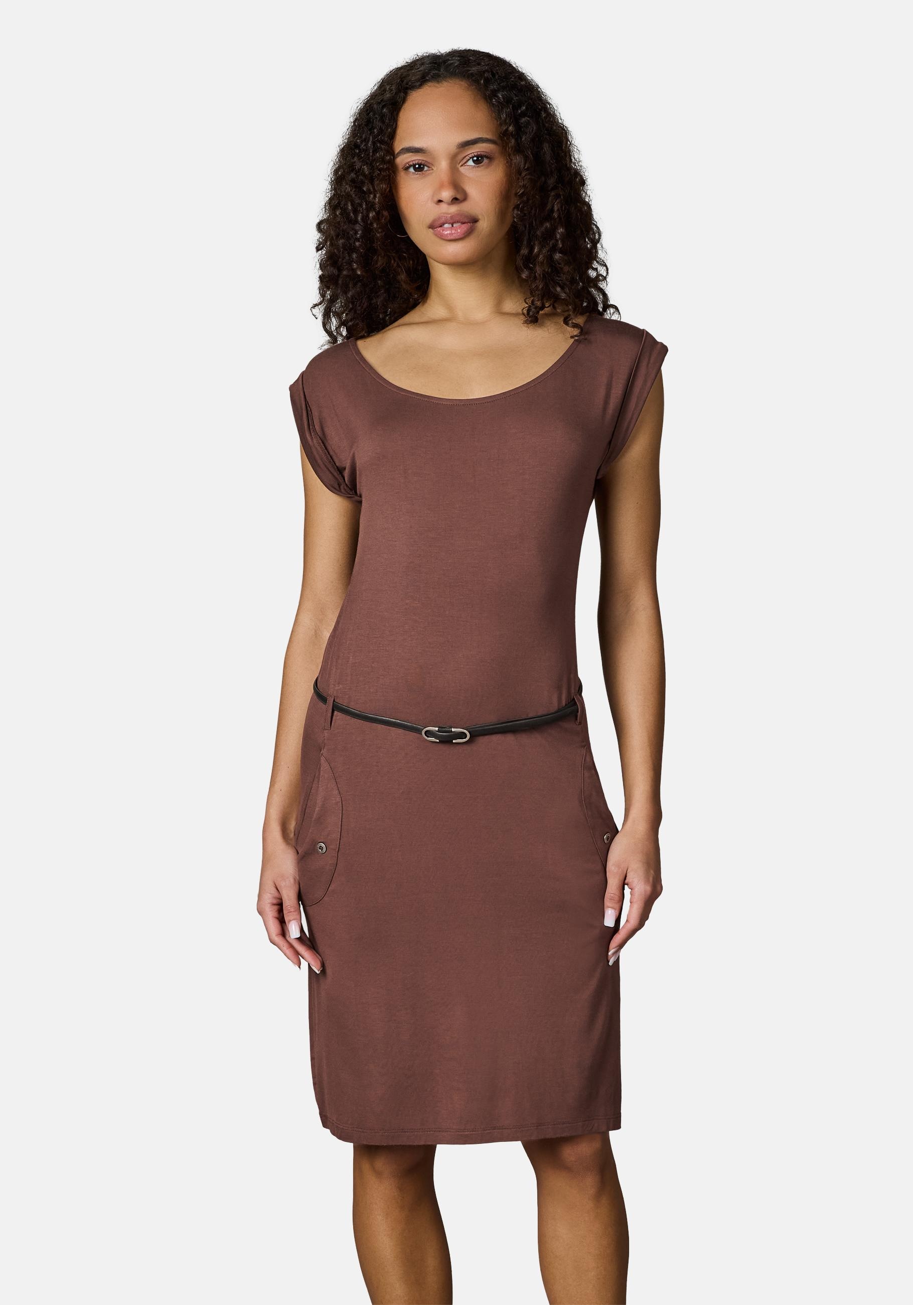 Ragwear Sommerkleid "Tagg" Eingrifftaschen Damen Kurzarm-Kleid mit Taillengürtel und Taschen