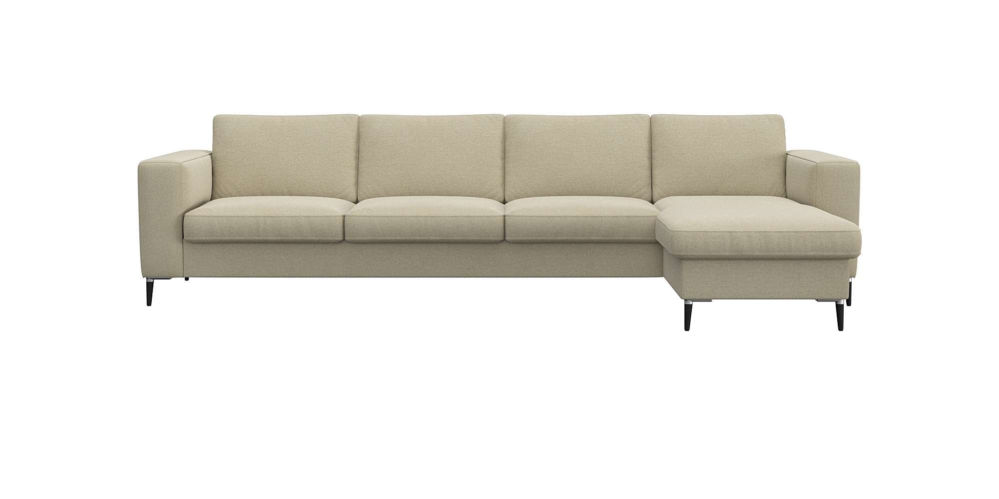 FLEXLUX Ecksofa "Fiore, super Sitzkomfort durch Kaltschaum im Sitz, L-Form" breite Armlehnen, Füße Alu+schwarz