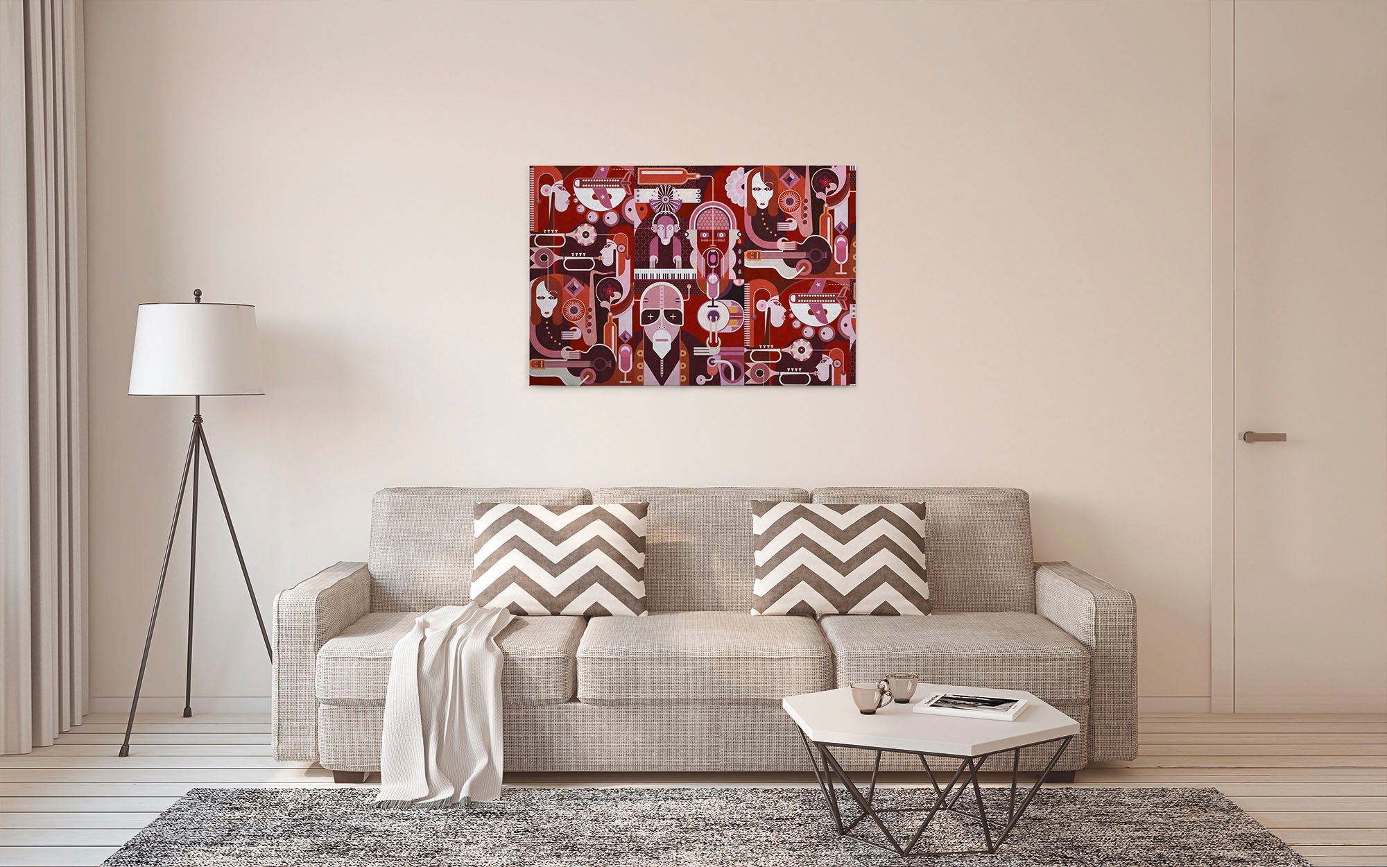 A.S. Création Leinwandbild »wall of sound«, Kunst-Abstrakt-Kinder, (1 St.), Keilrahmen Bild Musik Abstrakt Bunt Leinwand-Bild Wohnzimmer modern