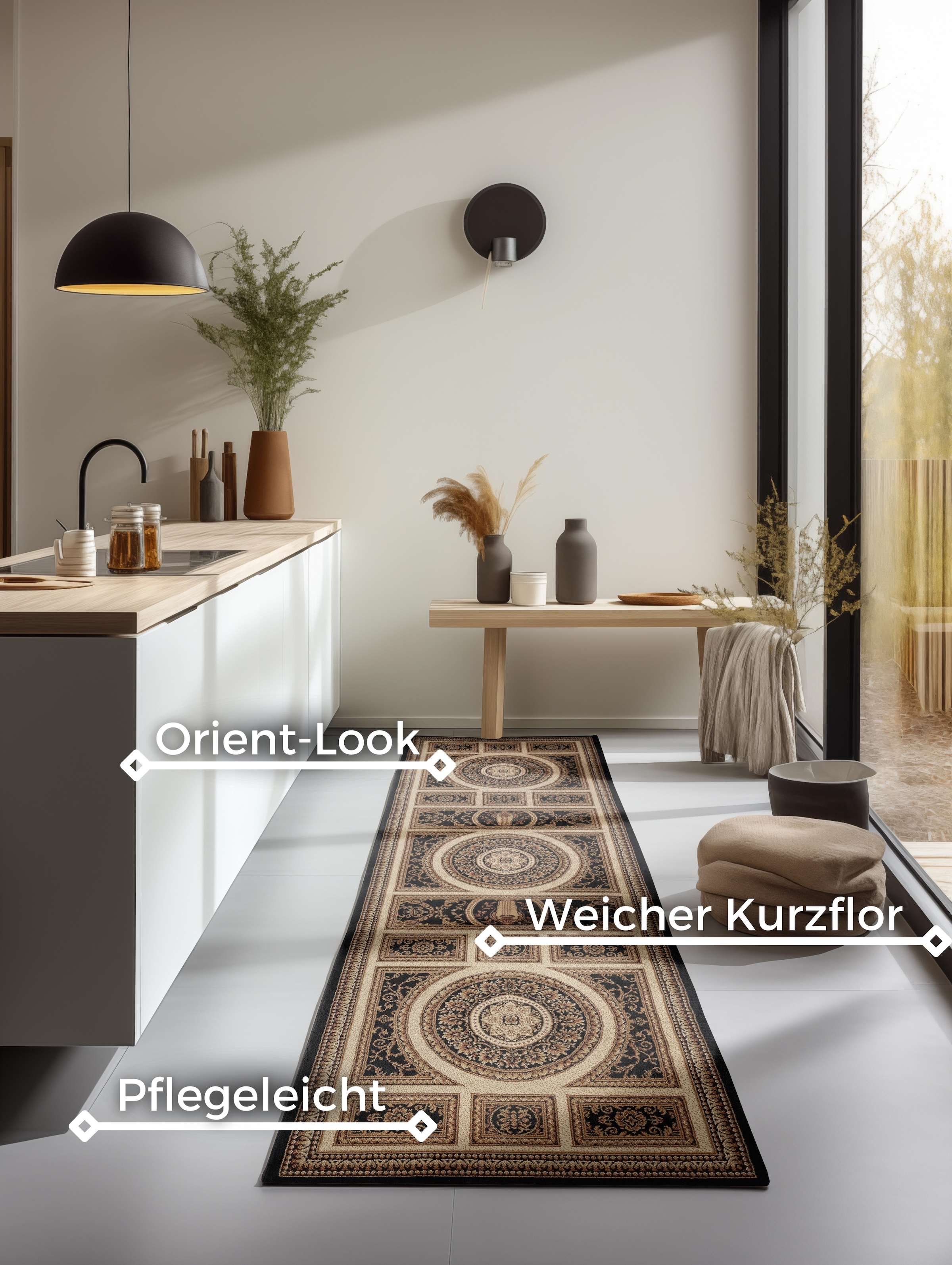 NORTHRUGS Teppich »Guzara«, rechteckig, 8 mm Höhe, Orient Optik, Läufer, strapazierfähig, pflegeleicht, robust