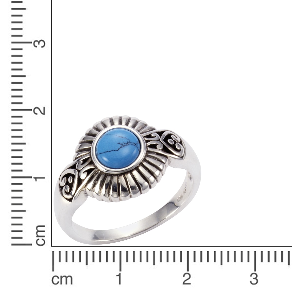 Zeeme Fingerring »Silber 925 oxidiert mit Türkis 6mm«