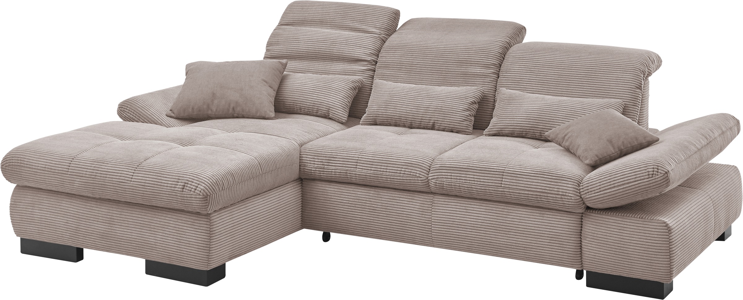 set one by Musterring Ecksofa »SO4100 V«, mit verstellbaren Kopfteilen, wahlweise mit Funktionen, Cord-Bezug