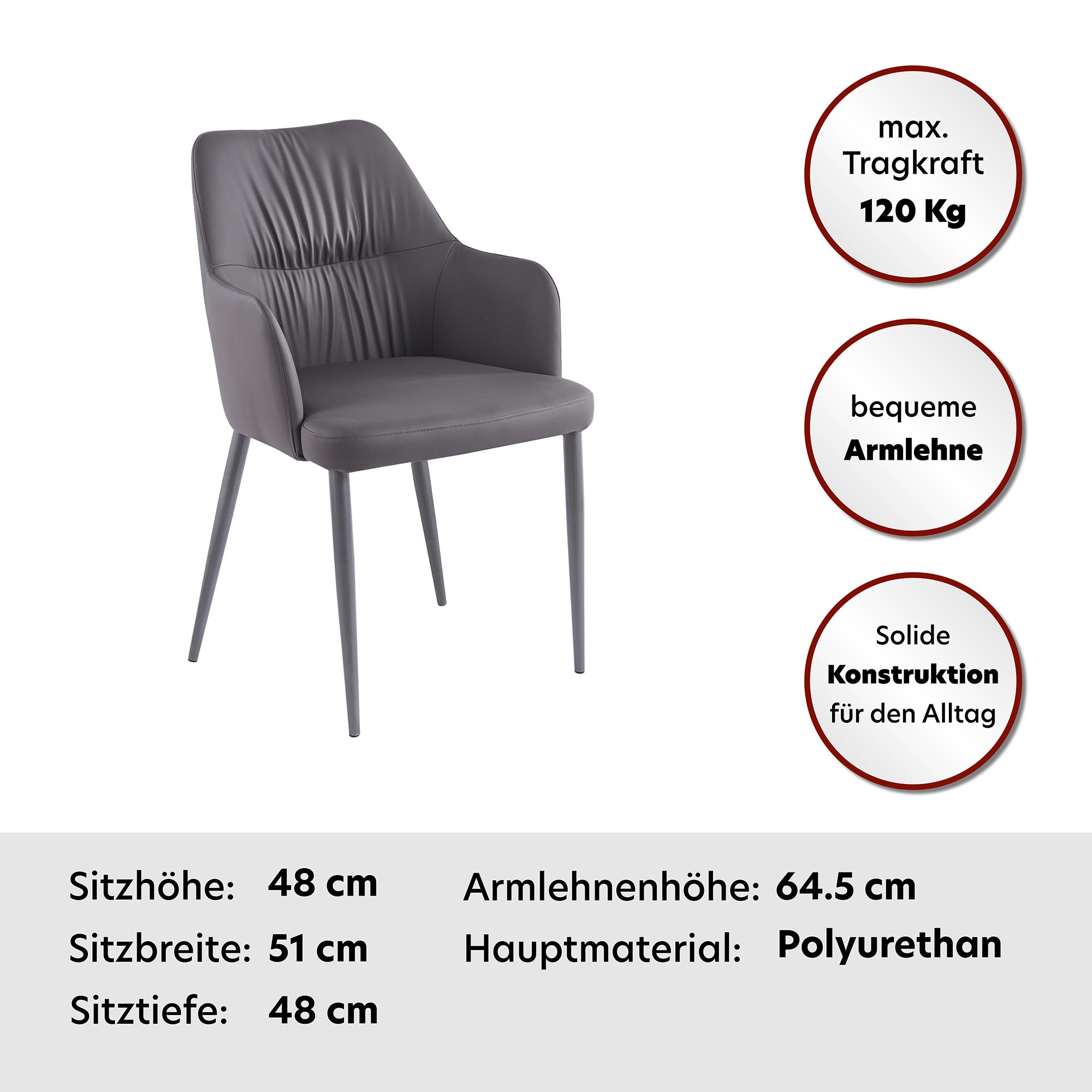Kayoom Polsterstuhl »Stuhl Merit 125 2er-Set, bequemer Sitzkomfort, Handarbeit«, (Set), 2 St., Bequem gepolstert, mit Armlehne, Handmanufaktur
