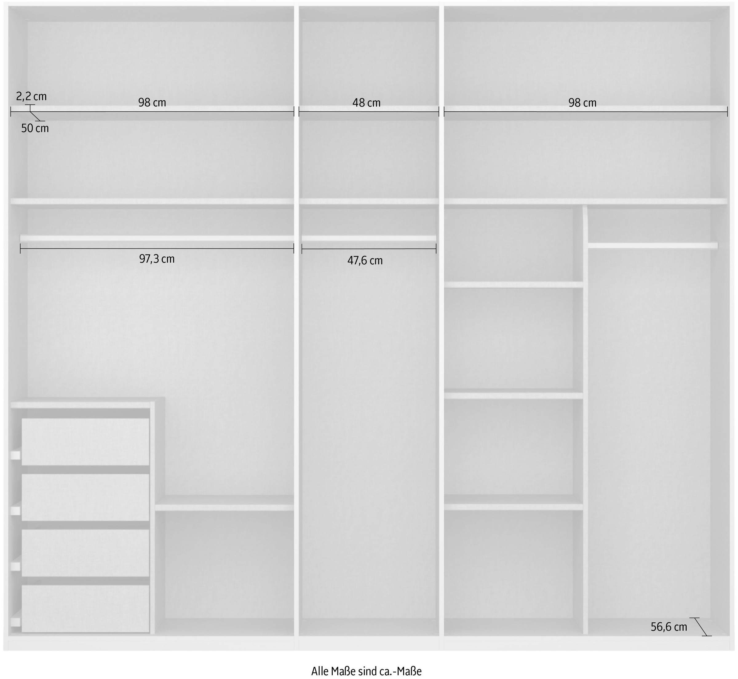 rauch Drehtürenschrank »Skat Meridian«, Glasfront, inkl. Innenspiegel und 4 Innenschubladen