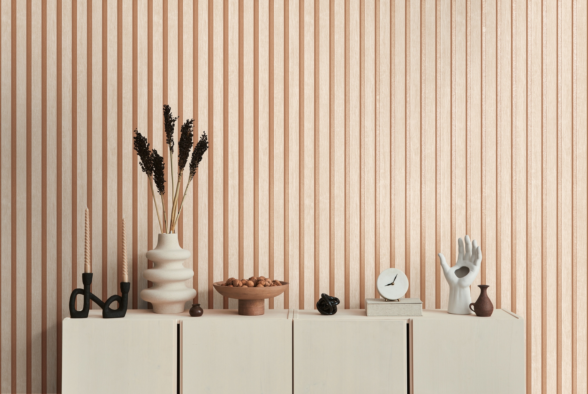 A.S. Création Vliestapete "50 Jahre AS Holzpaneele Tapete Holzoptik mit Metallic-Effekt 3D" leicht glänzend strukturiert Vliestapete Wandpaneele für Schlafzimmer Küche Wohnzimmer Holzpaneele