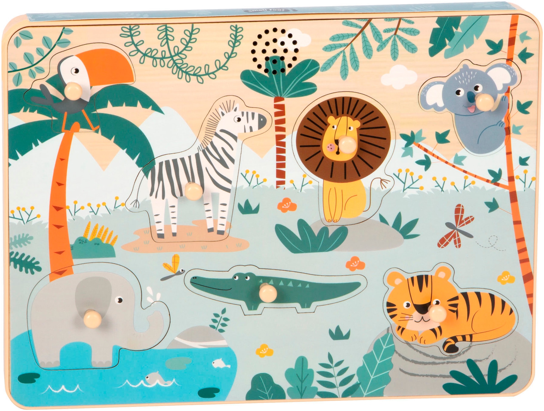 Small Foot Steckspielzeug »Steckpuzzle Safari Tierlaute« mit Geräuschfunktion