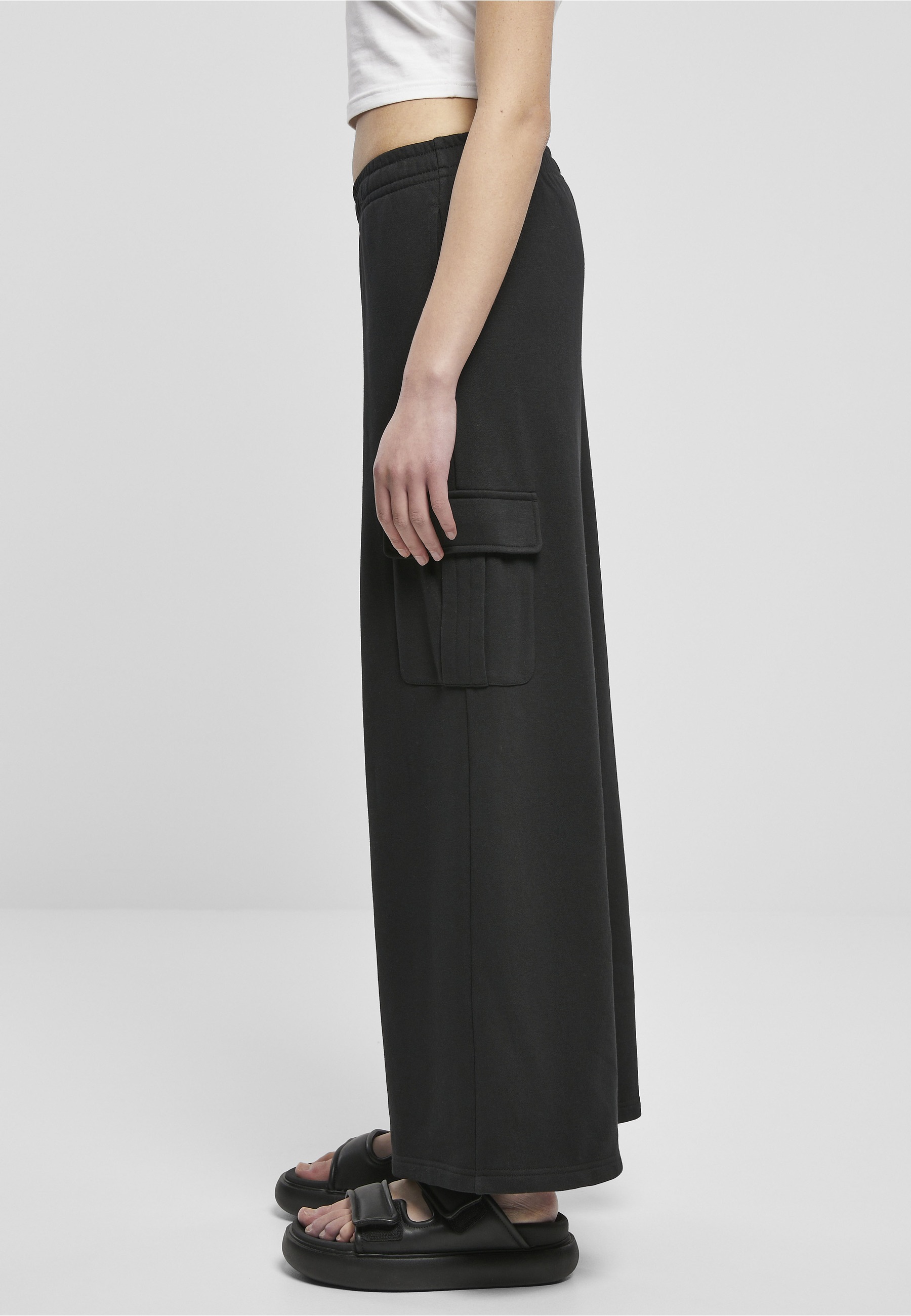 URBAN CLASSICS Cargohose »Urban Classics Damen Ladies Highwaist Wide Leg Cargo Terry Pants«