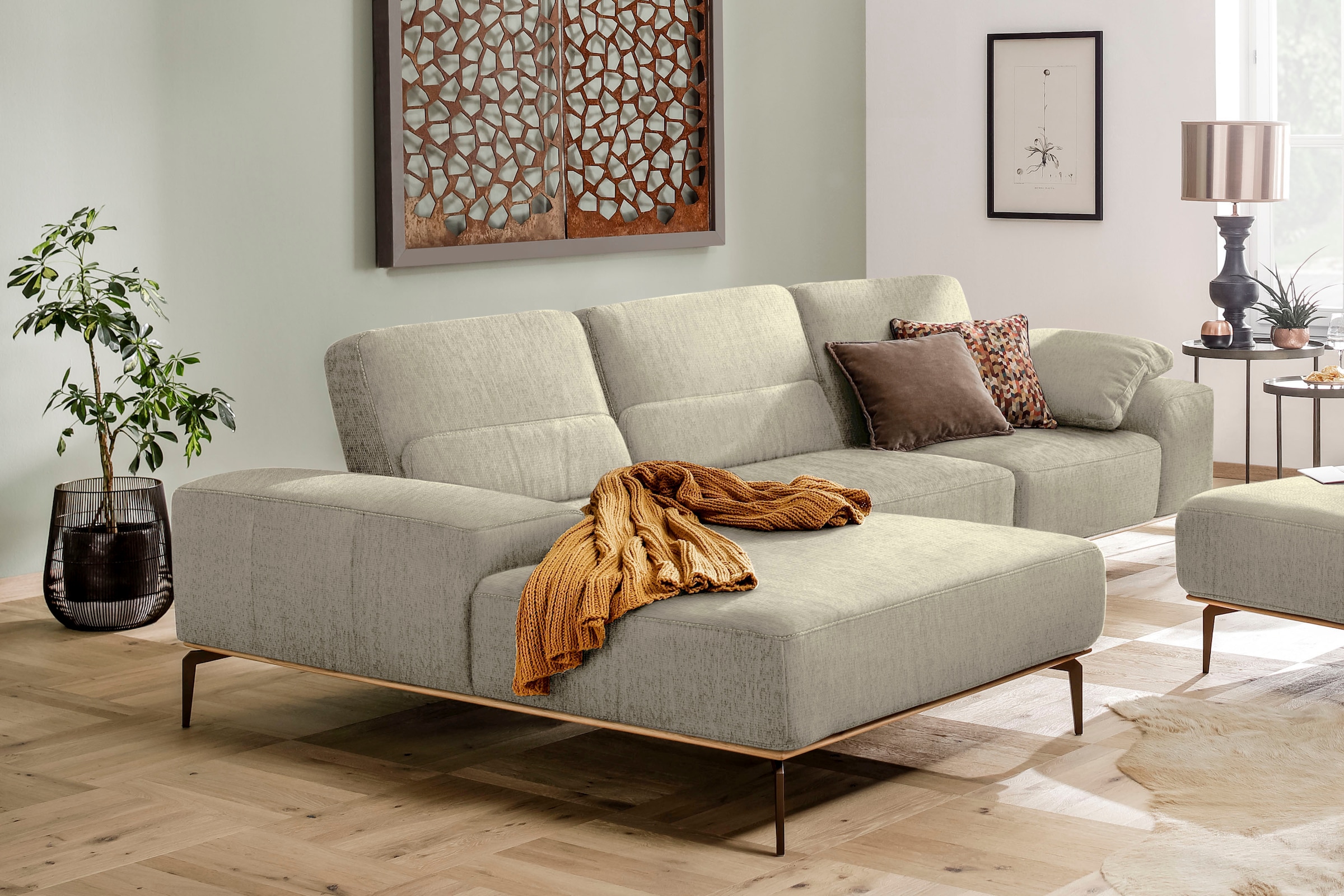 W.SCHILLIG Ecksofa "run", mit Holzsockel, Füße in Bronze pulverbeschichtet, günstig online kaufen