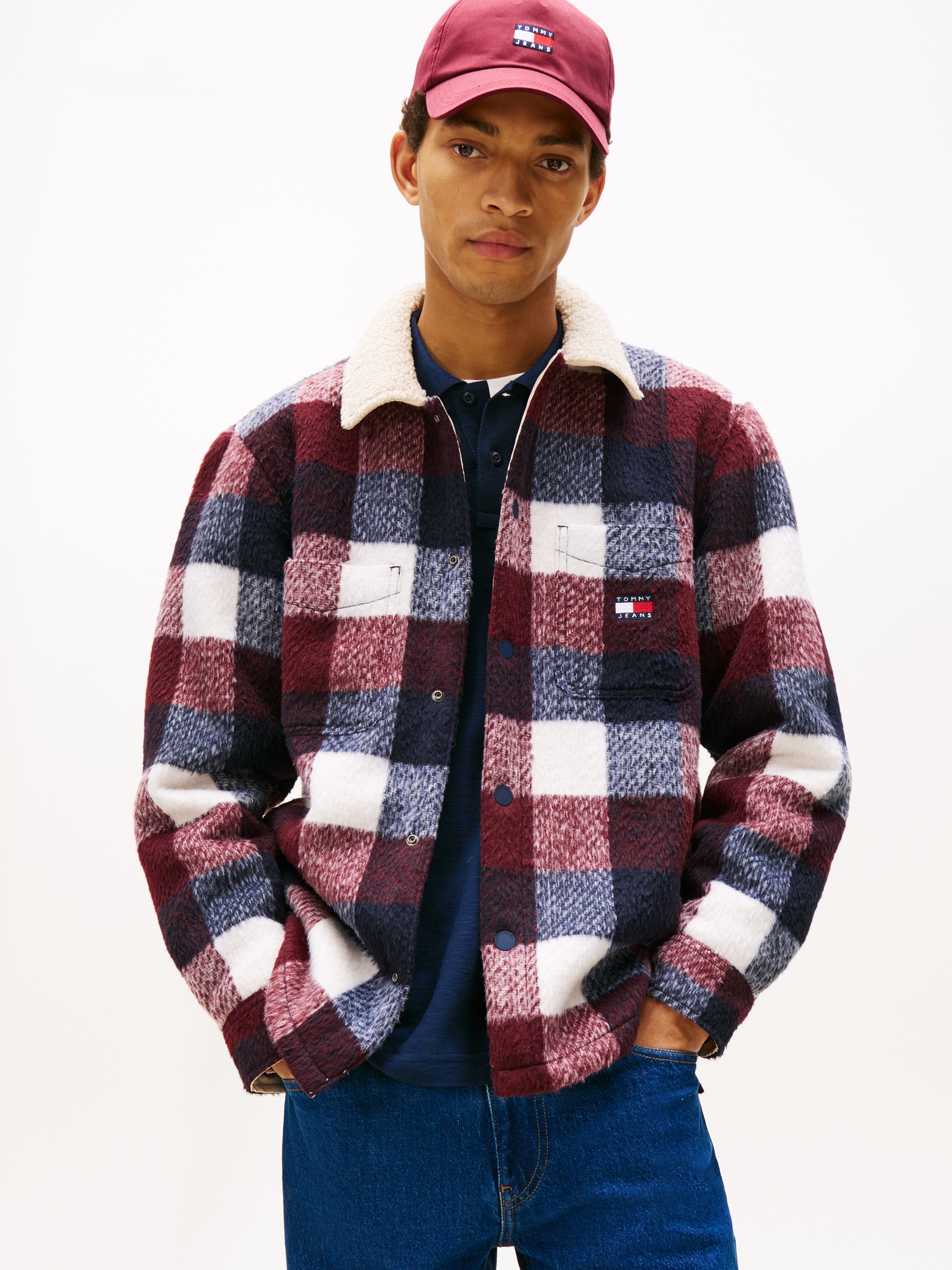 Tommy Jeans Karohemd "CHECK TEDDY OVERSHIRT", Overshirt Jacke Holzfäller kR günstig online kaufen
