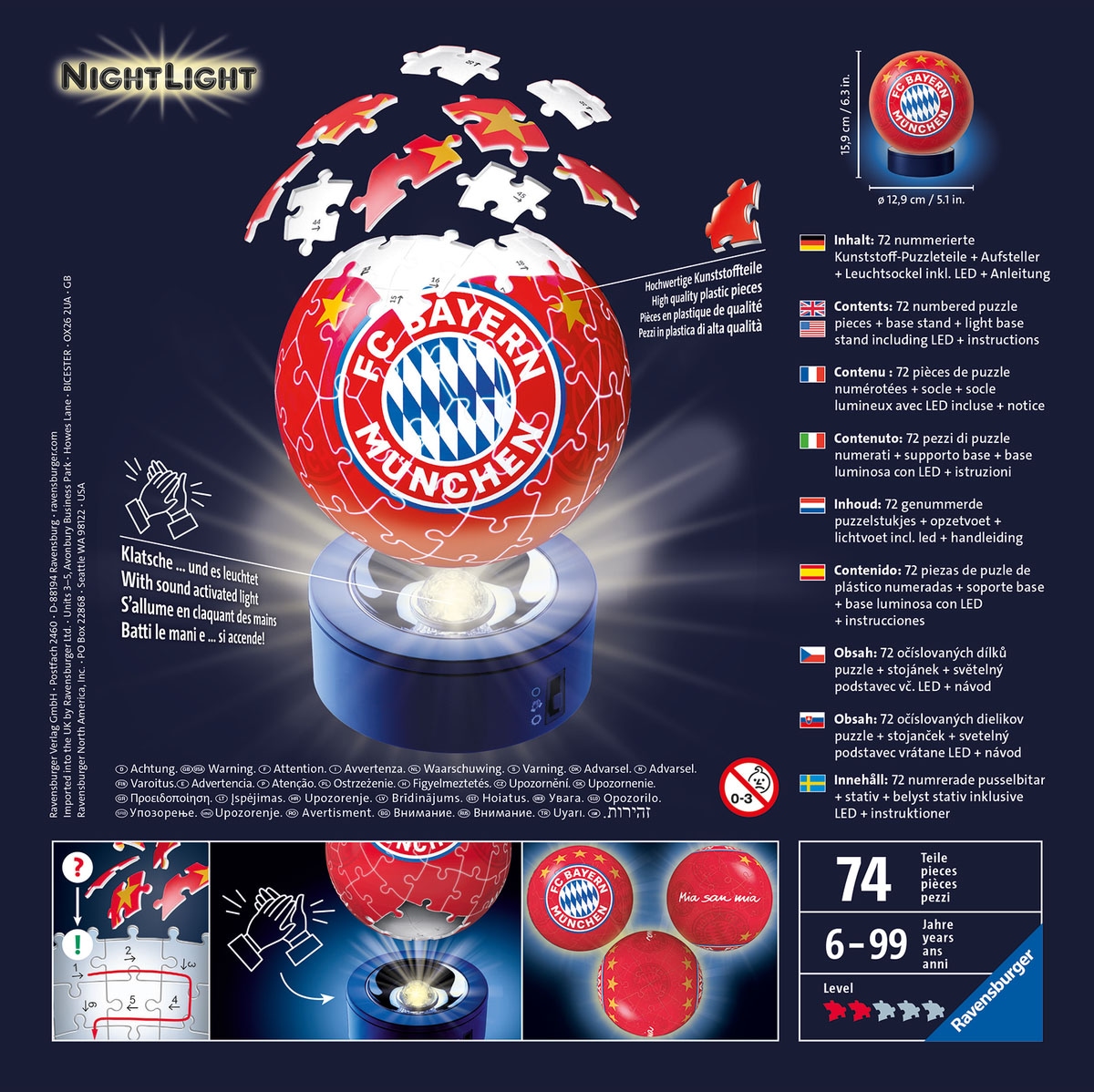 Ravensburger Puzzleball »Nachtlicht FC Bayern München«, mit Leuchtsockel  inkl. LEDs; FSC® - schützt Wald - weltweit | BAUR