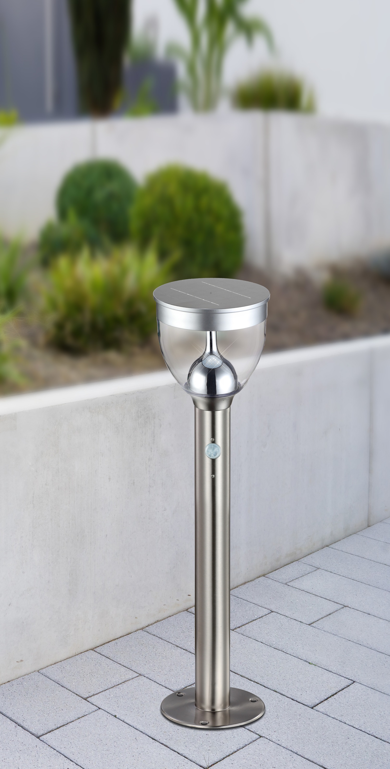 GLOBO LIGHTING LED Solarleuchte »SOLARLEUCHTE EDELSTAHL, 1XLED« LED-Modul 1 Stk. Warmweiß Bewegungssensor mit flexibler Lichtsteuerung