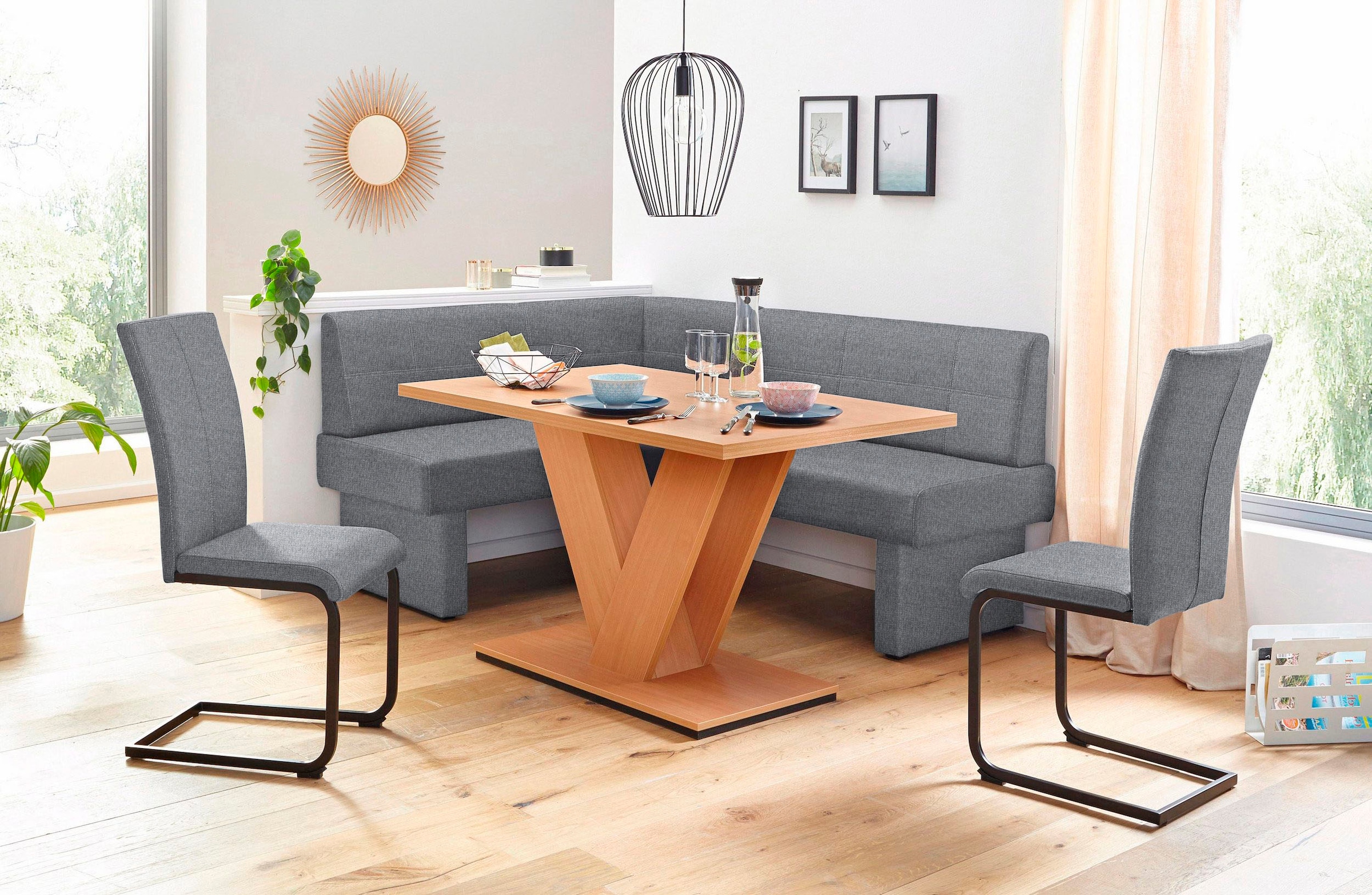Home affaire Freischwinger »Nils«, (Set), 2 St., Strukturstoff-Struktur grob, Stuhl belastbar bis 120 Kg, Gestell Metall im Chrom-Look oder Schwarz