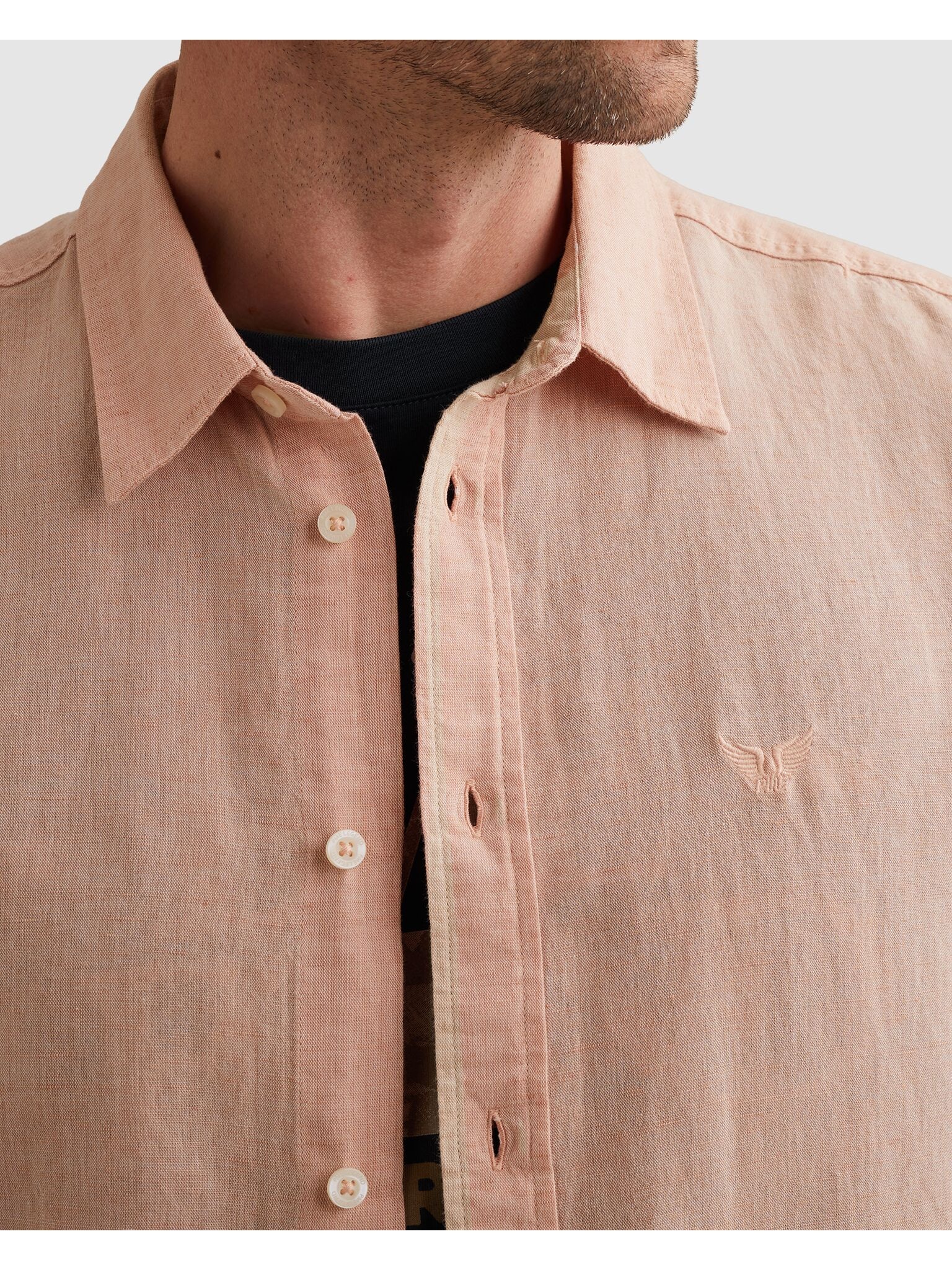 PME LEGEND Kurzarmhemd "Short Sleeve Shirt 2 tone Cotton/Linen" mit Kent Kragen
