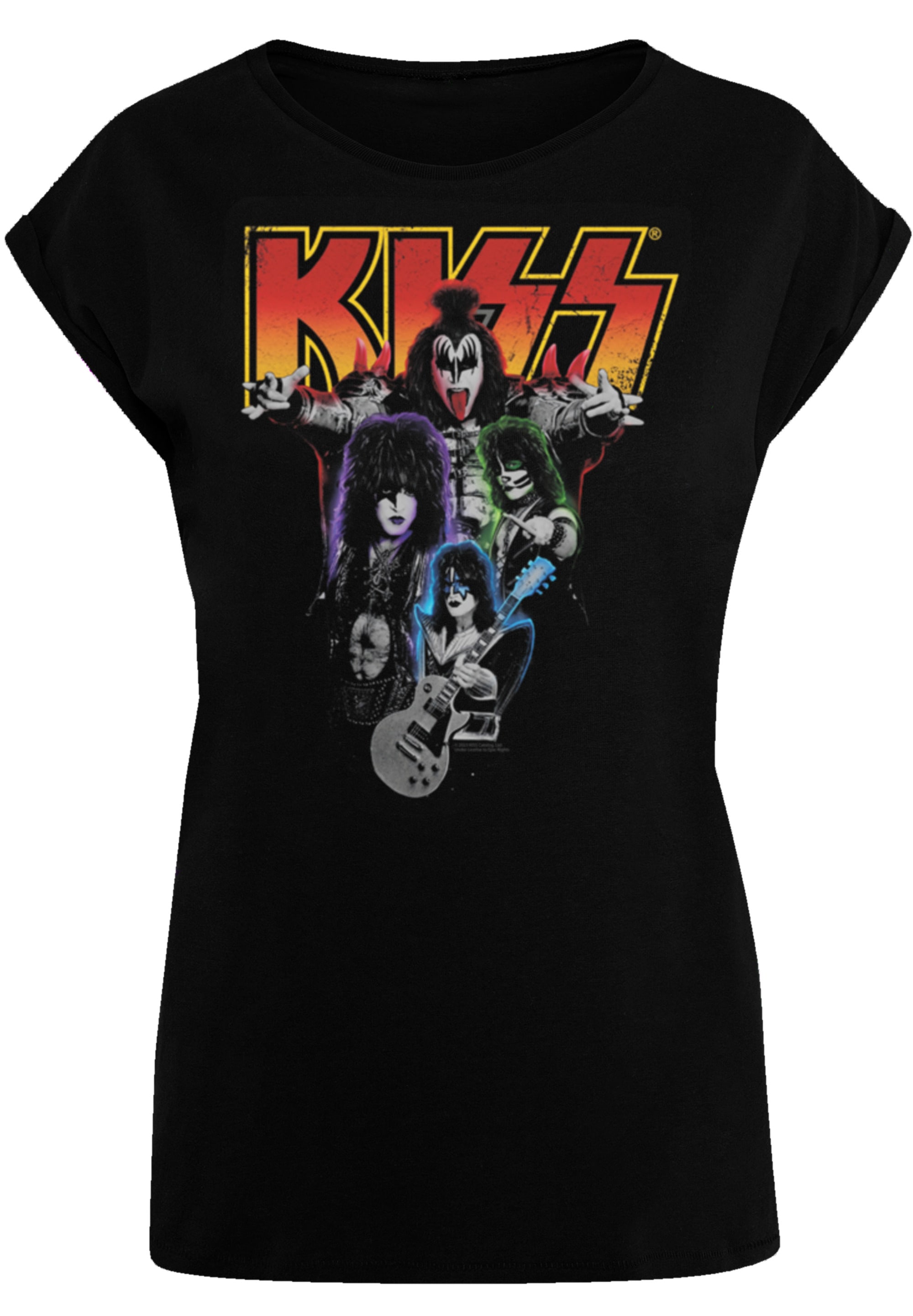 F4NT4STIC T-Shirt »Kiss Rock Band Neon«, Premium Qualität, Musik, By Rock Off