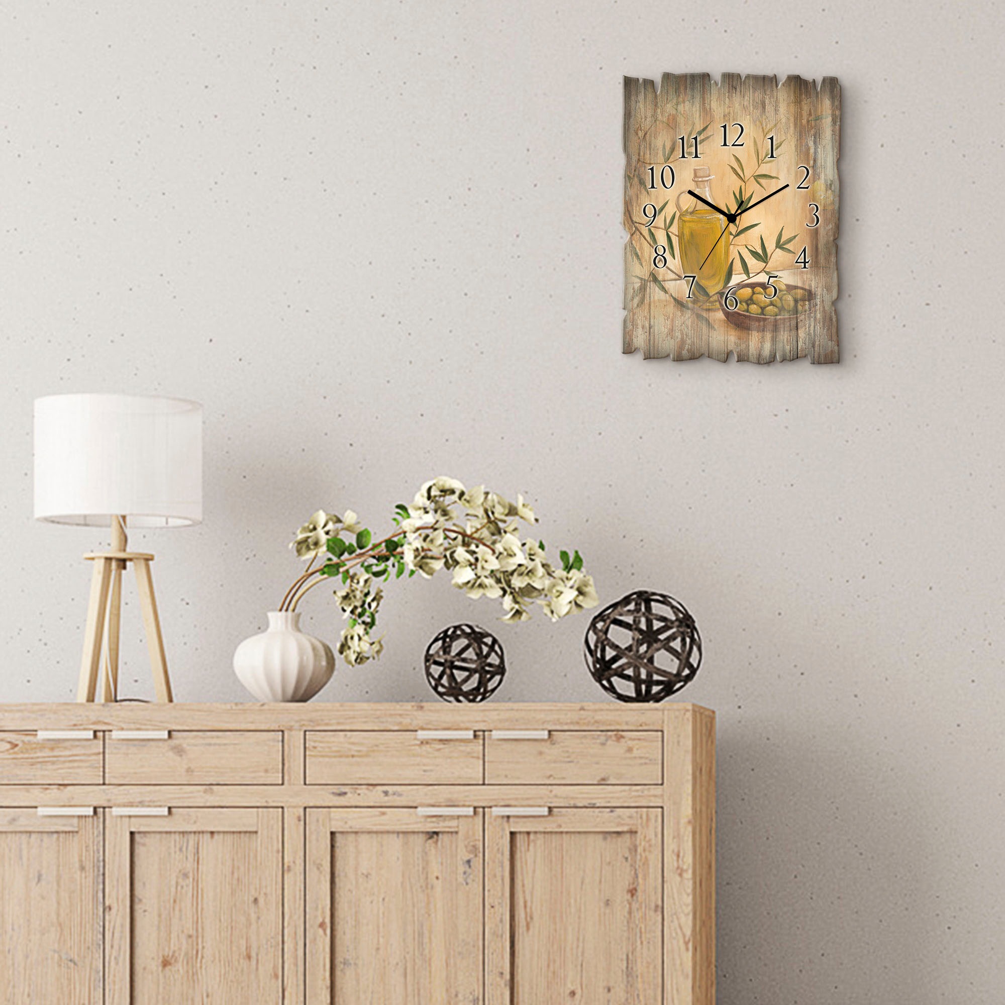 Thumbnail - Artland Wanduhr "Oliven und Zitronen" wahlweise mit Quarz- oder Funkuhrwerk, lautlos ohne Tickgeräusche