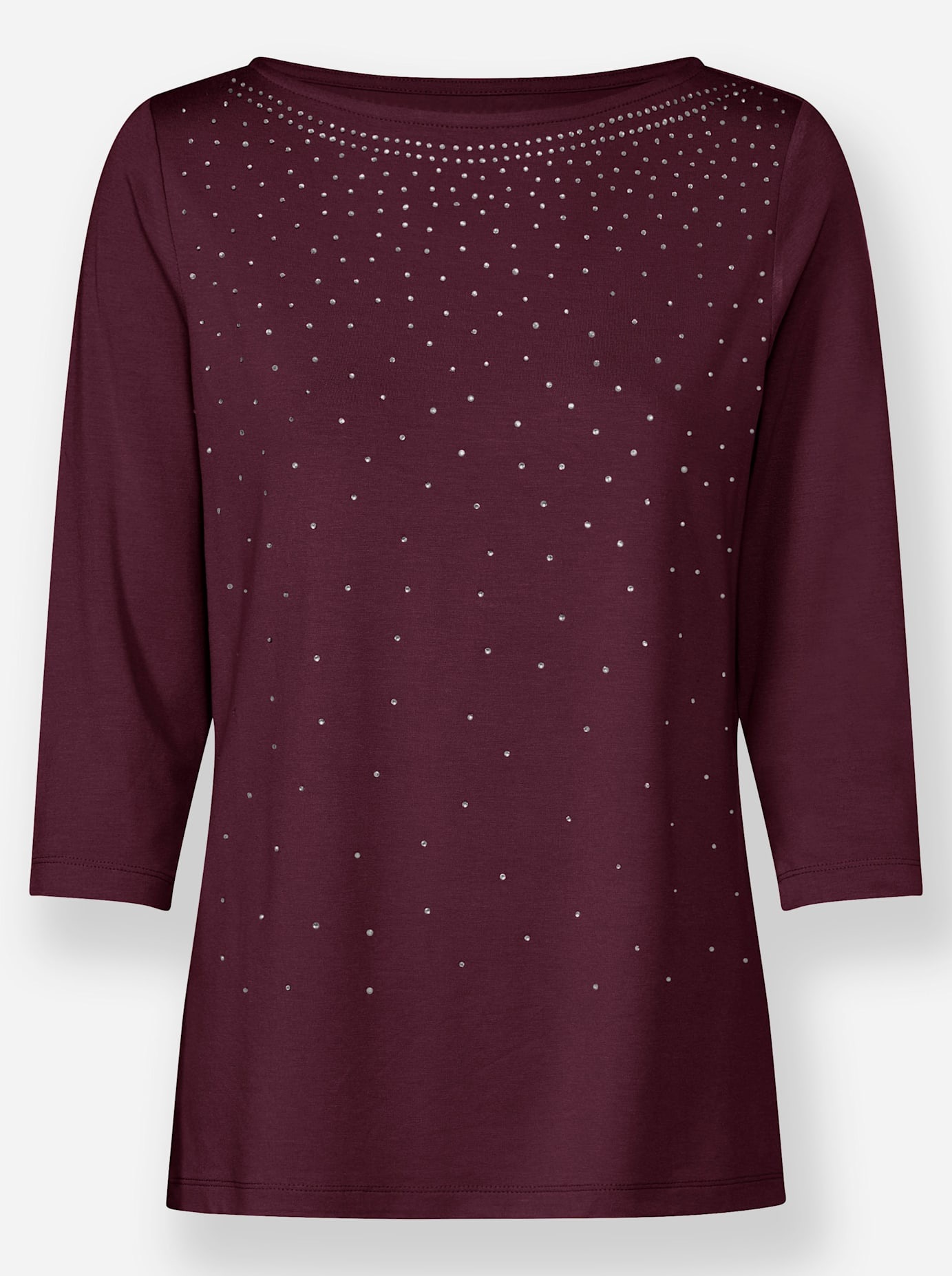 3/4-Arm-Shirt LADY "3/4-Arm-Shirt", Damen, Gr. 40, rot (burgund), 95% Viskose, 5% Elasthan, unifarben, U-Boot-Ausschnitt, Shirts 3/4-Arm-Shirt 3