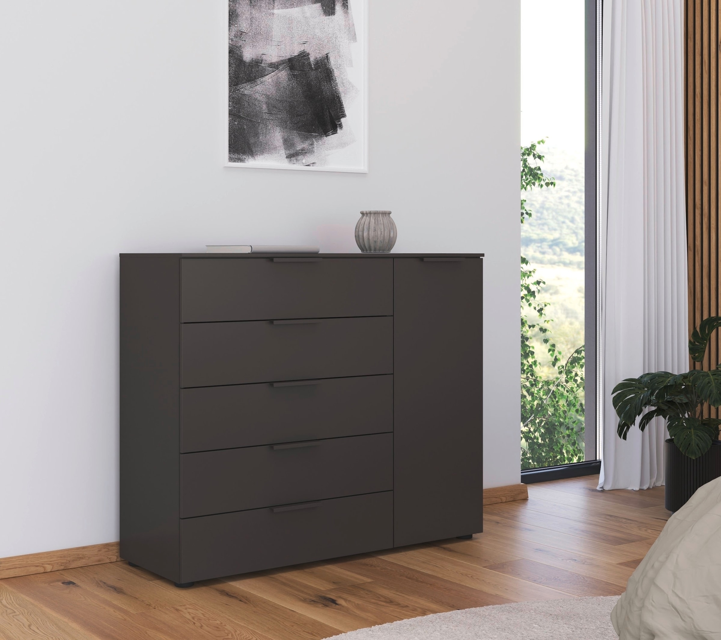 rauch Schubkastenkommode »Kommode Türkommode Sideboard Kombikommode FLIPP« Breite 120 cm mit 2 Einlegeböden,  1-türig mit  5 Schubladen und Soft-Close-Funktion