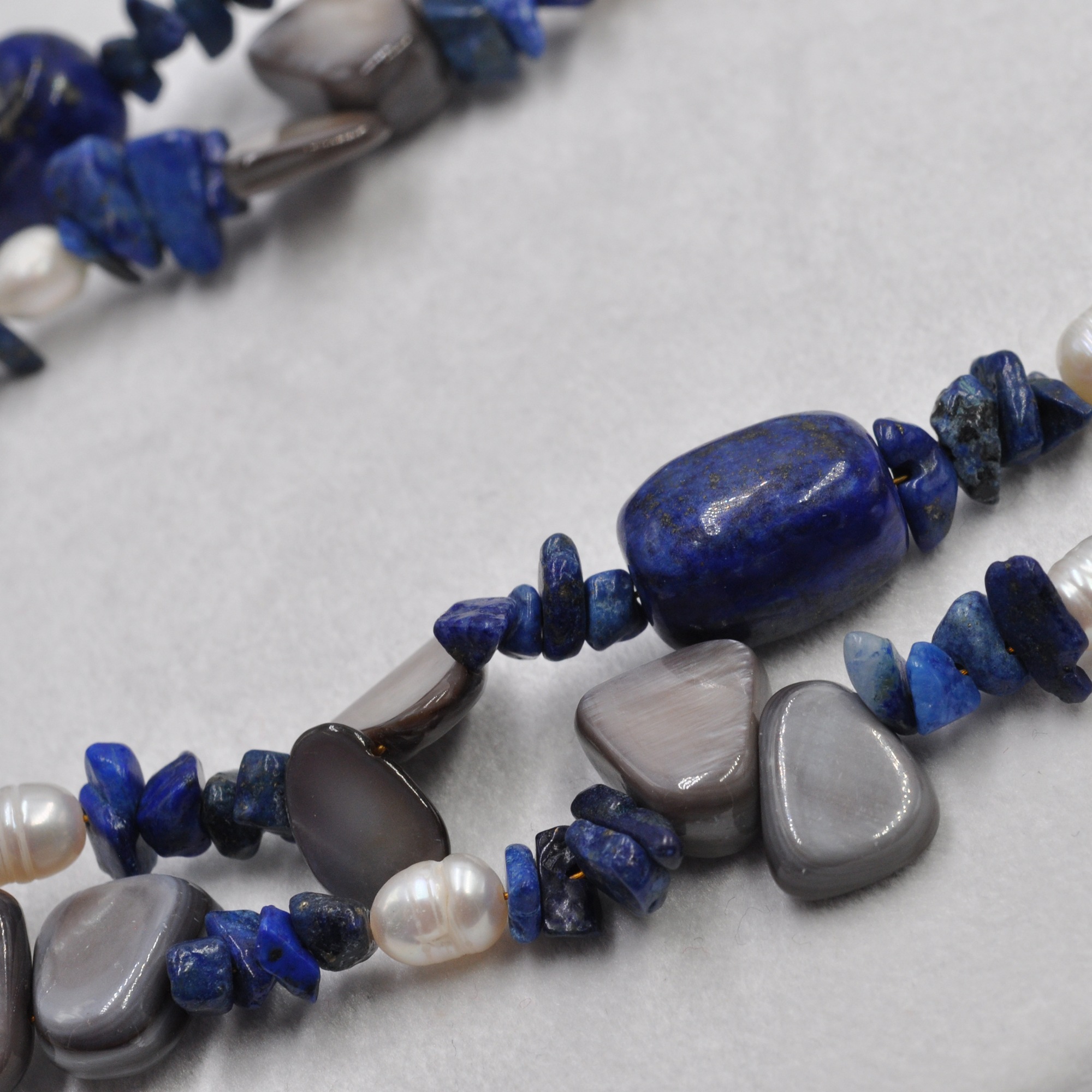 Steuer Collierkettchen »Collier 2-reihig Sodalith,Perlen und Muschel«