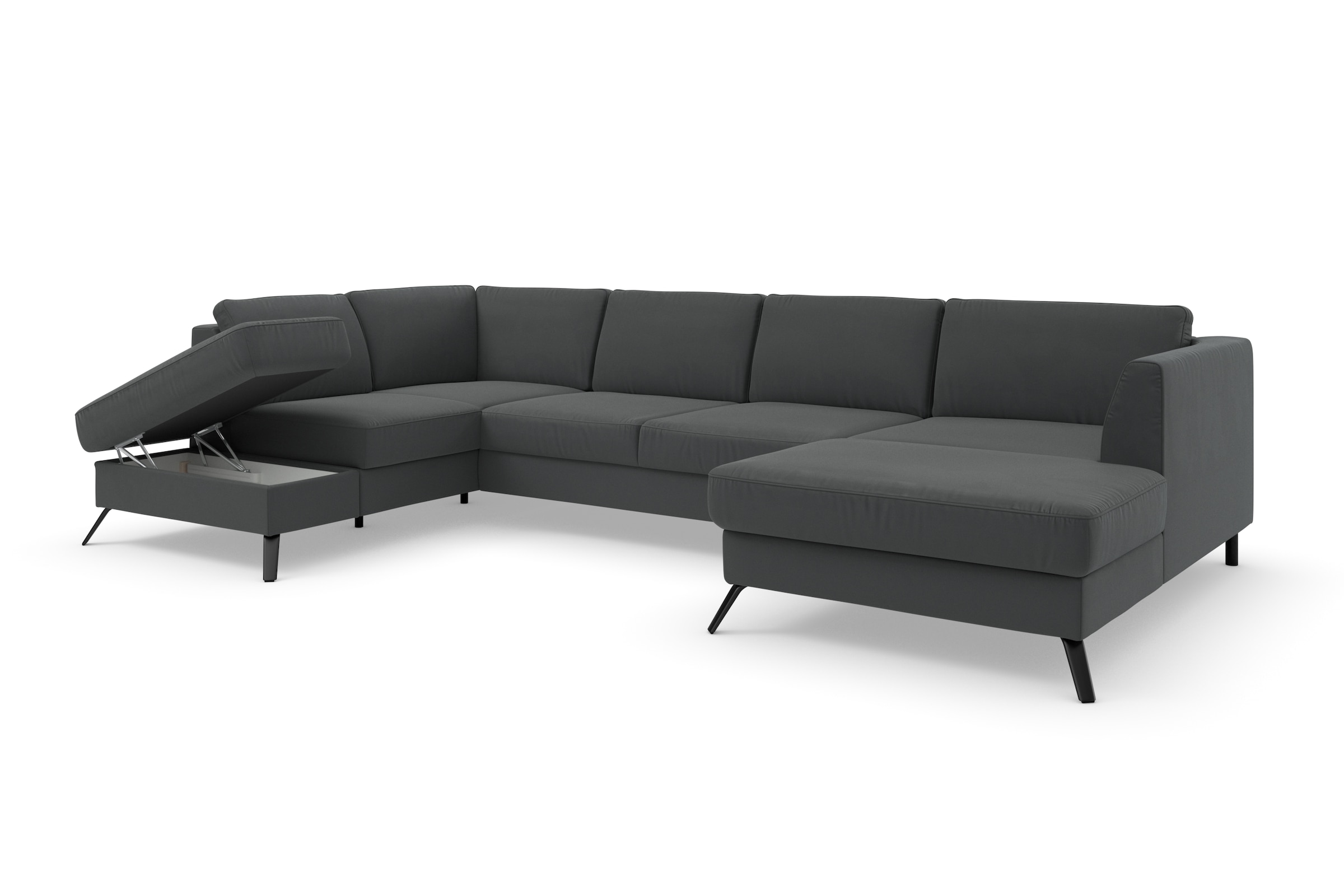 sit&more Wohnlandschaft »Olsen U-Form«, inklusive Sitztiefenverstellung, wahlweise mit Bettfunktion, 15cm hoch